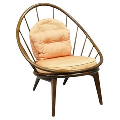 IB Kofod Larsen Selig Style Danish Modern Walnut Peacock Hoop Spindle Chair