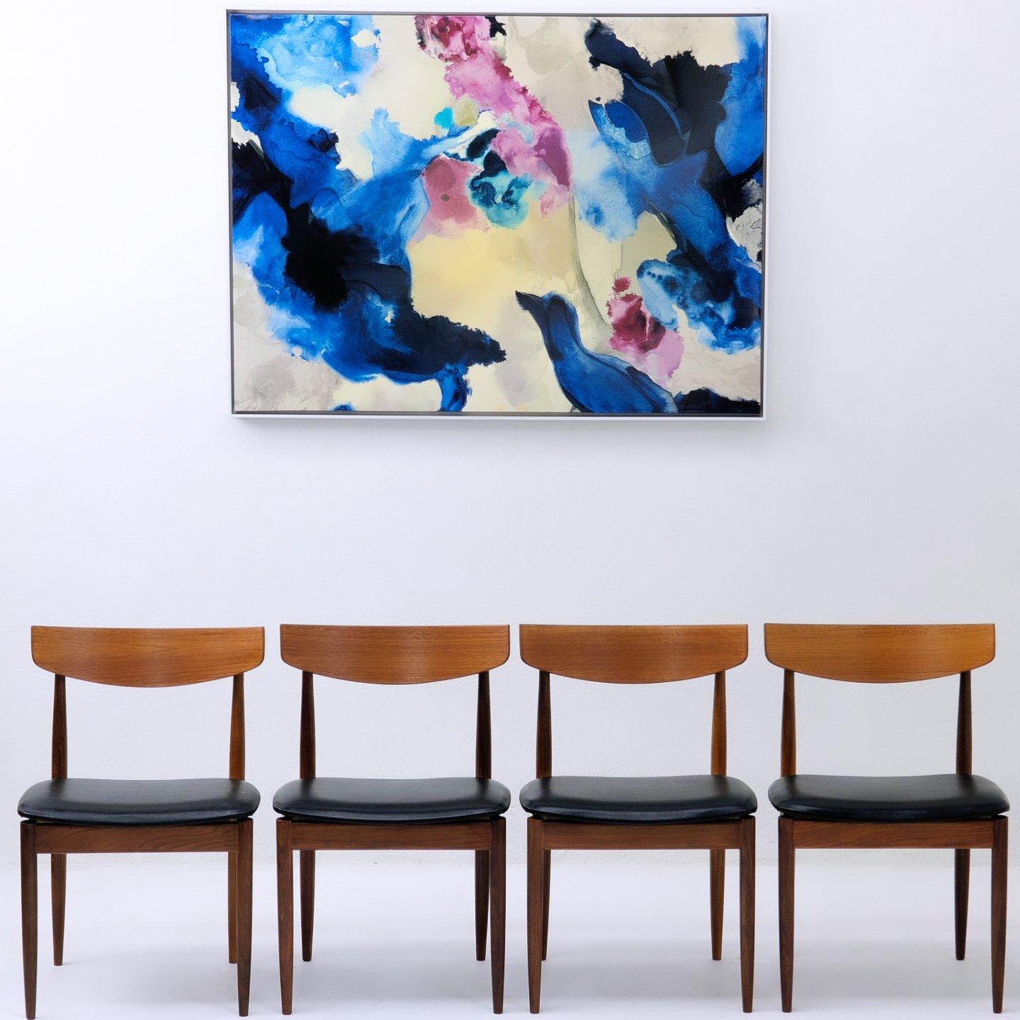 Mid-Century Modern Ib Kofod Larsen Set of Four Teak Dining Chairs for G-Plan, Danish Modern c.1963 For Sale