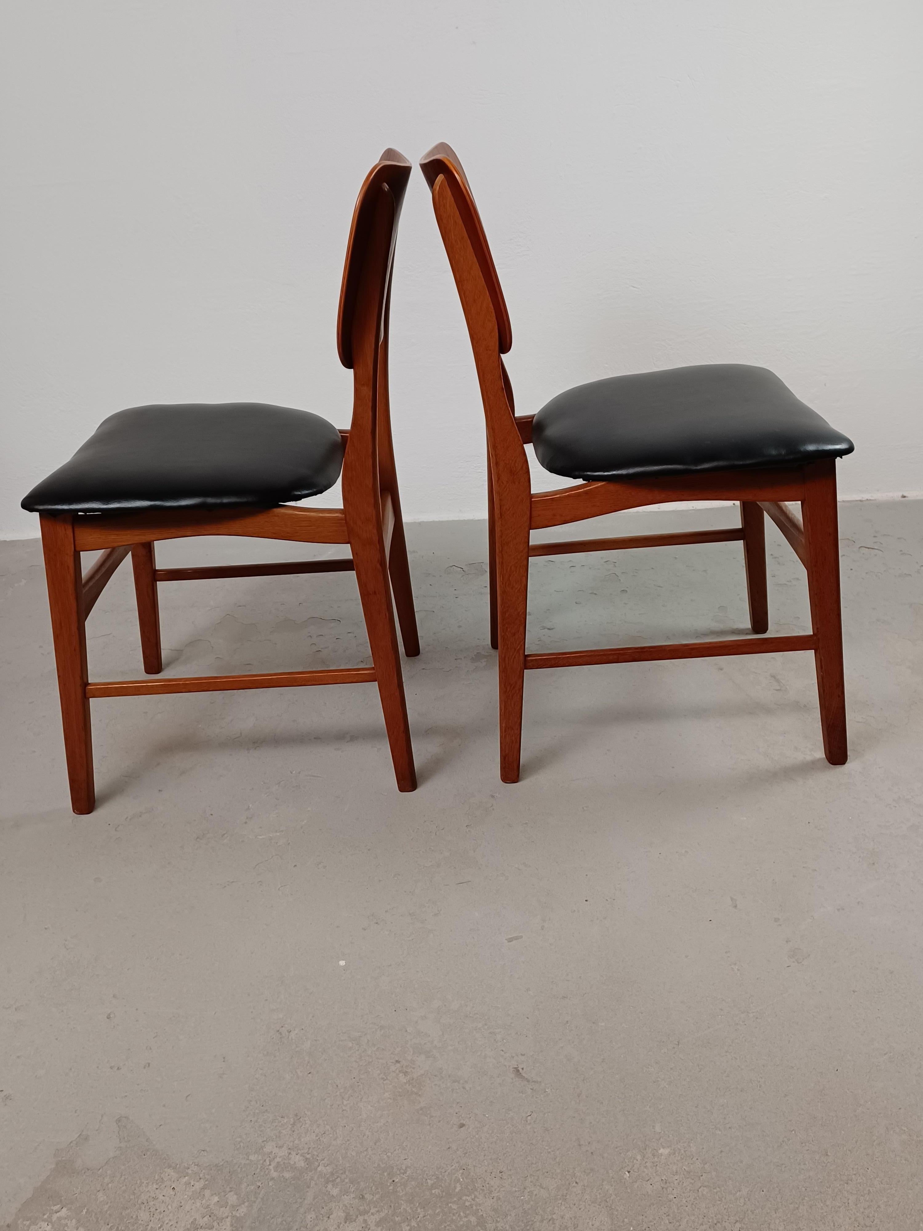 Ib Kofod Larsen Set of Six Fully Restored Dining Chairs, Custom Upholstery For Sale 9