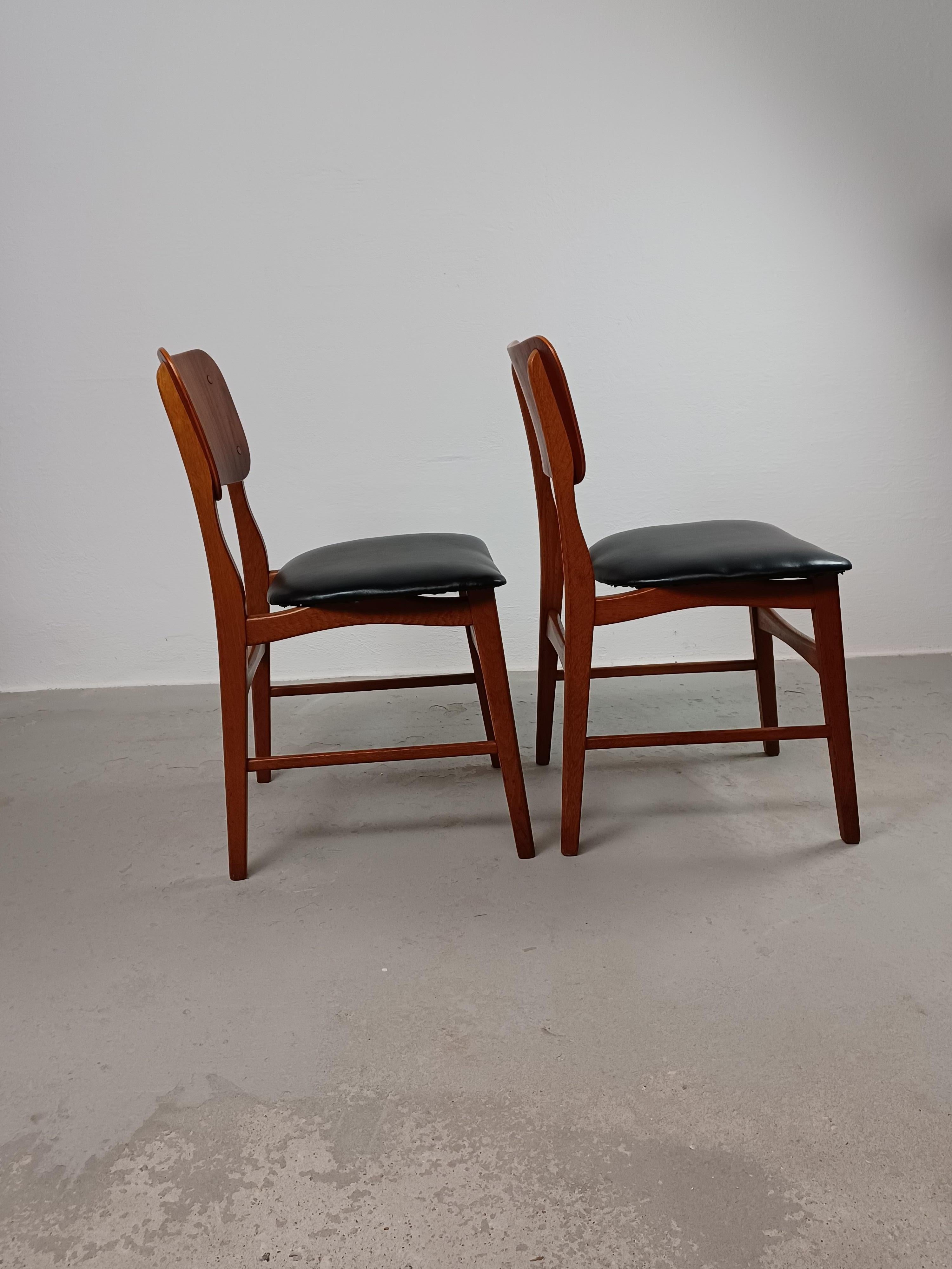 Ib Kofod Larsen Set of Six Fully Restored Dining Chairs, Custom Upholstery For Sale 11