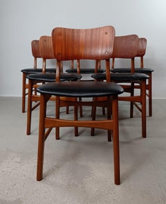 Ib Kofod Larsen Set of Six Fully Restored Dining Chairs, Custom Upholstery