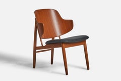 Ib Kofod-Larsen, Shell Lounge Chair, Teak, Beech, Leather, Denmark, 1950s