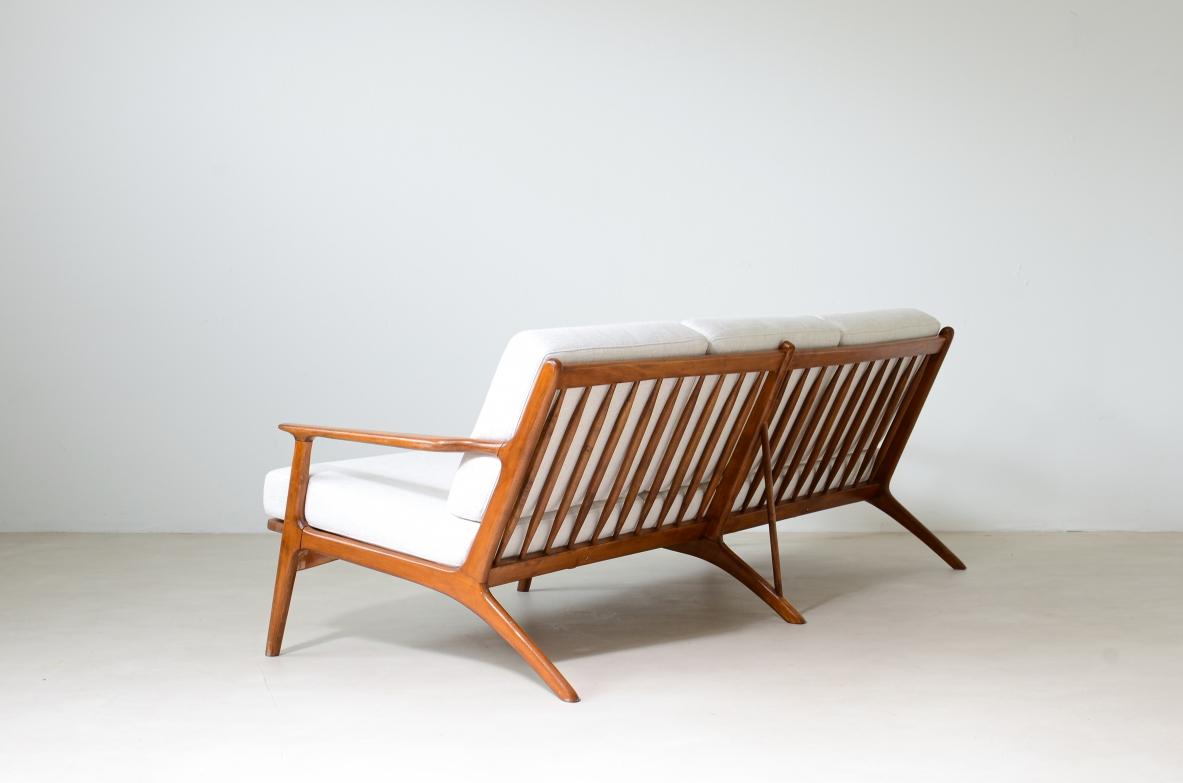 Italian Ib Kofod Larsen, Sofa in Teak with Seat and Back in Upholstered Fabric For Sale
