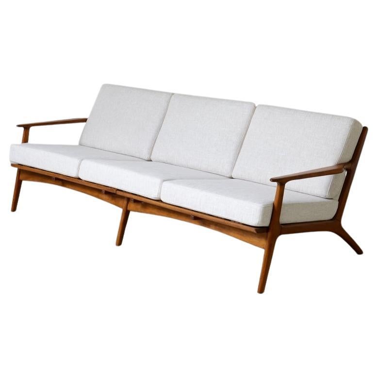 Ib Kofod Larsen, Sofa in Teak with Seat and Back in Upholstered Fabric For Sale