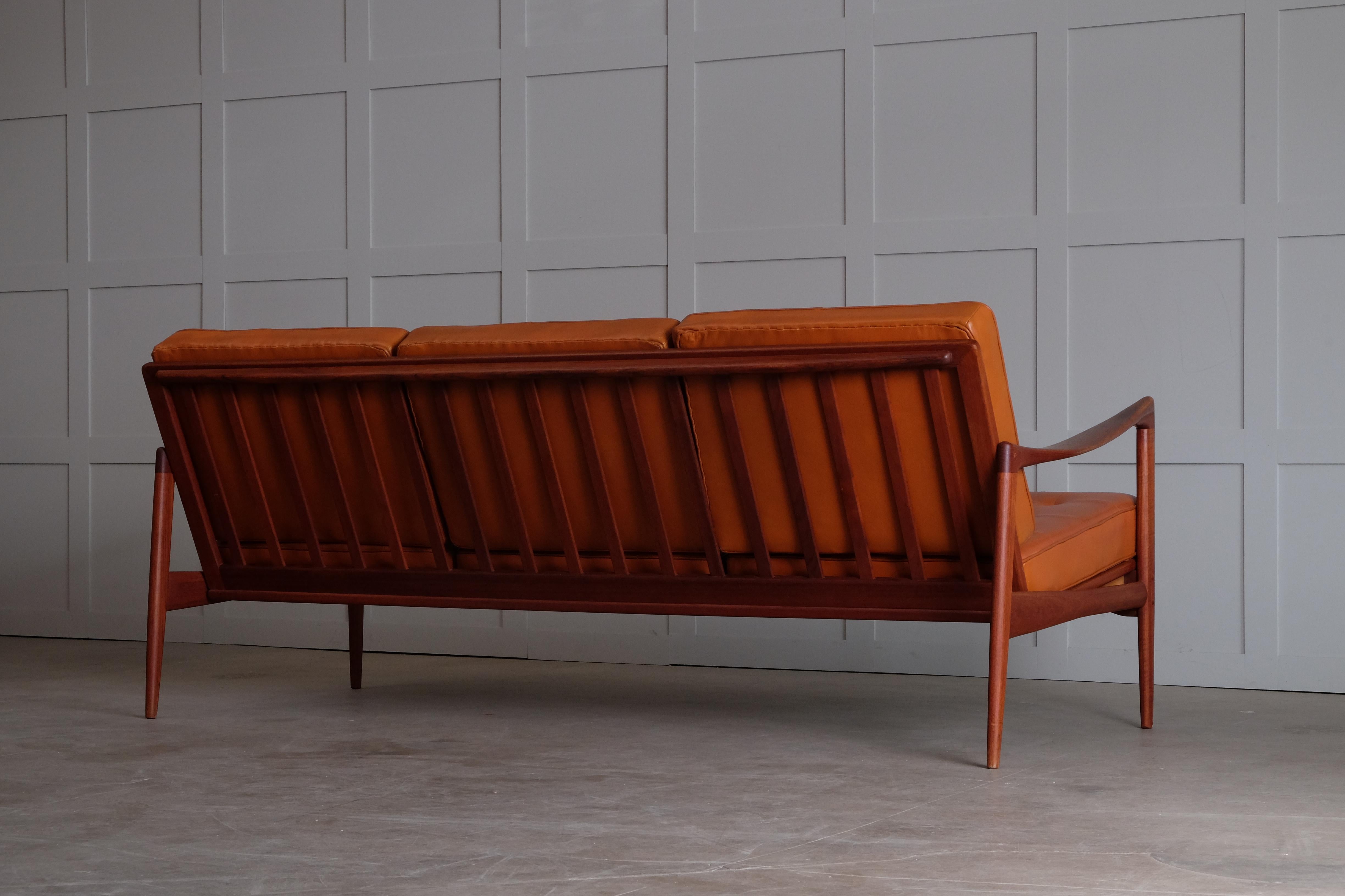 Leather Ib Kofod-Larsen Sofa Model Kandidaten, 1960s