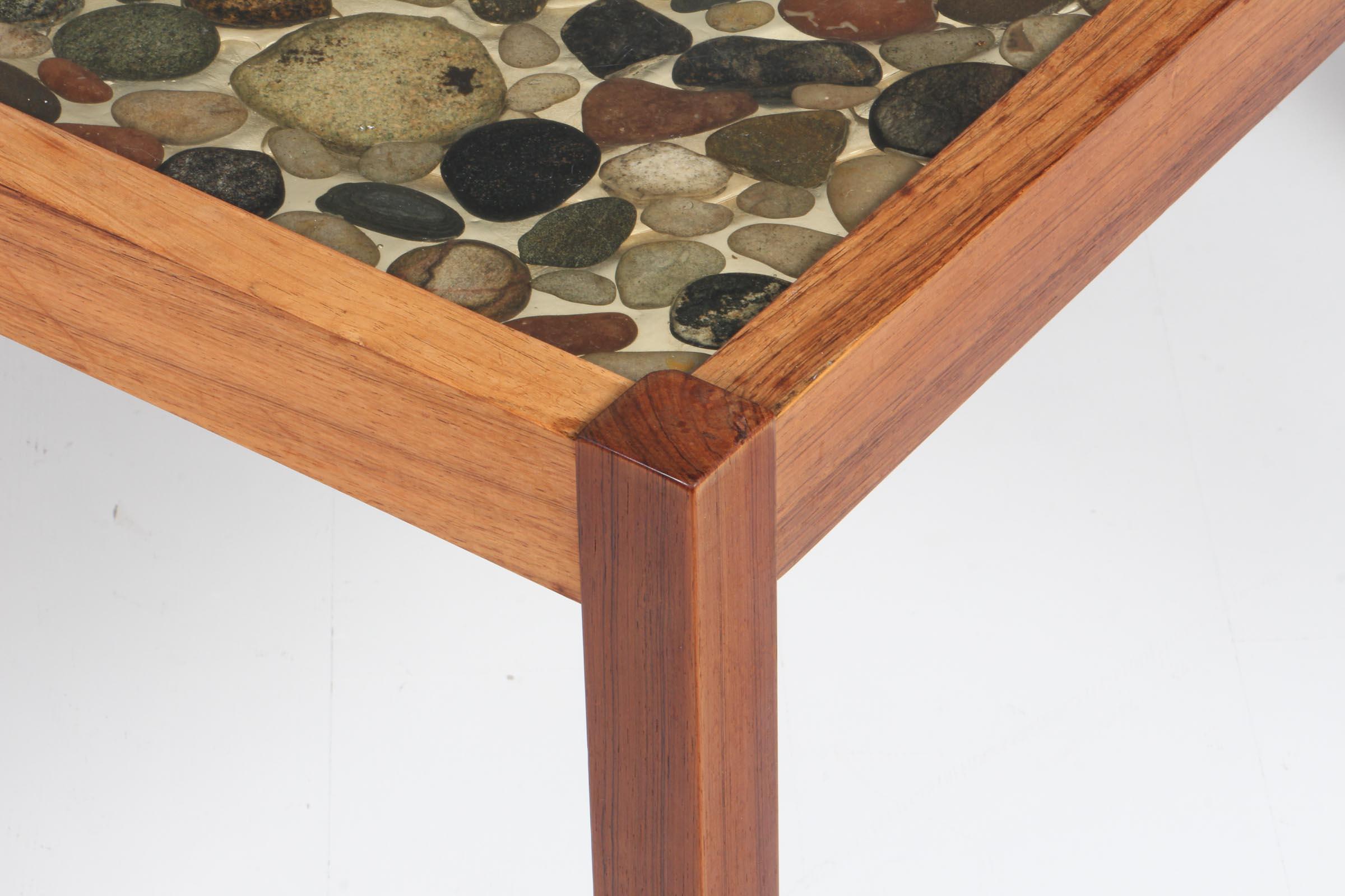 Scandinavian Modern Ib Kofod-Larsen Sofa Table, Rosewood and Stones