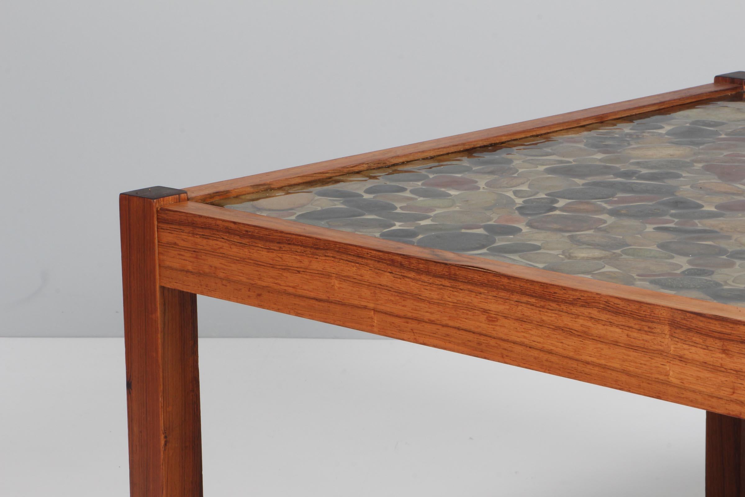 Ib Kofod-Larsen Sofa Table, Rosewood and Stones In Excellent Condition In Esbjerg, DK