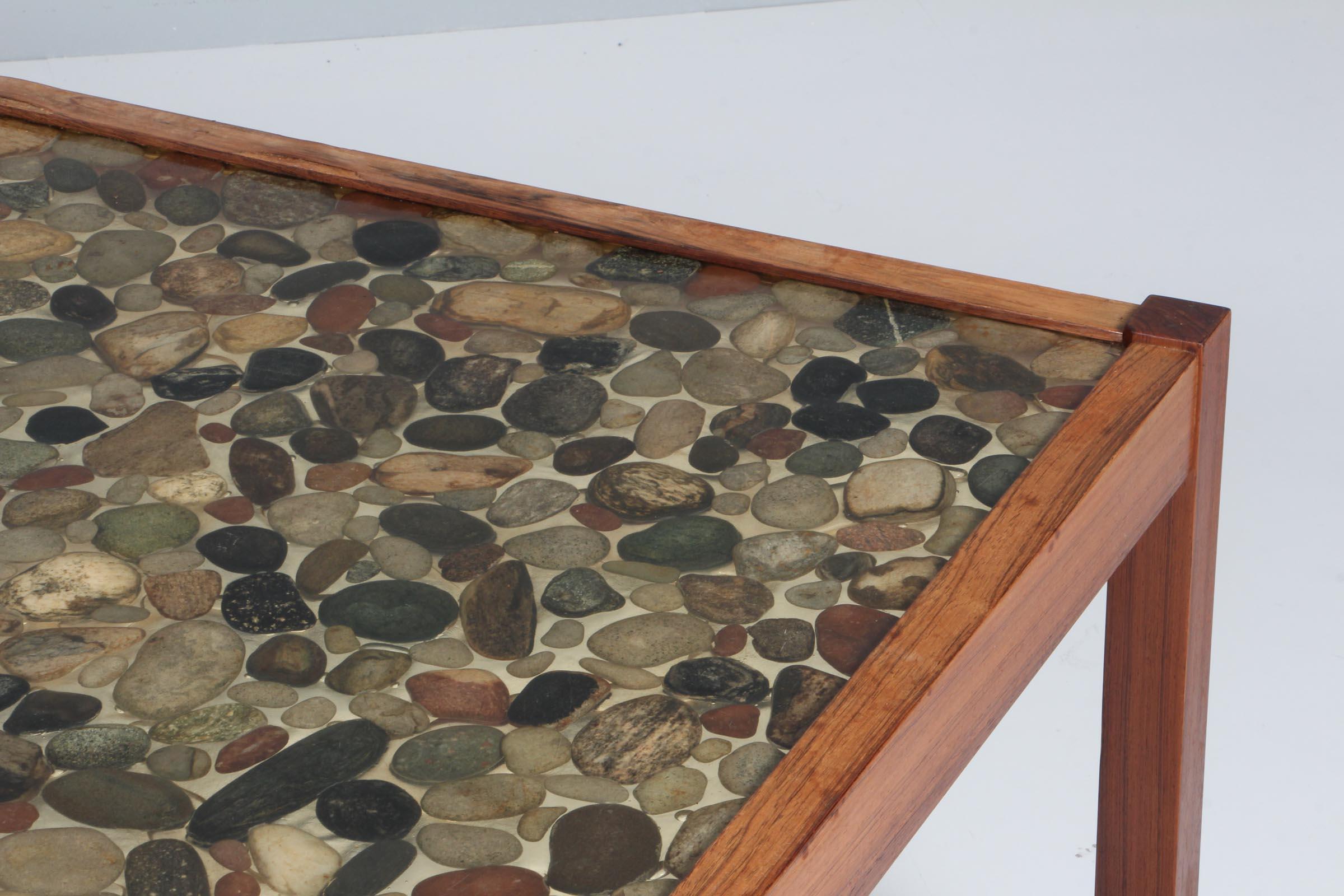 Mid-20th Century Ib Kofod-Larsen Sofa Table, Rosewood and Stones