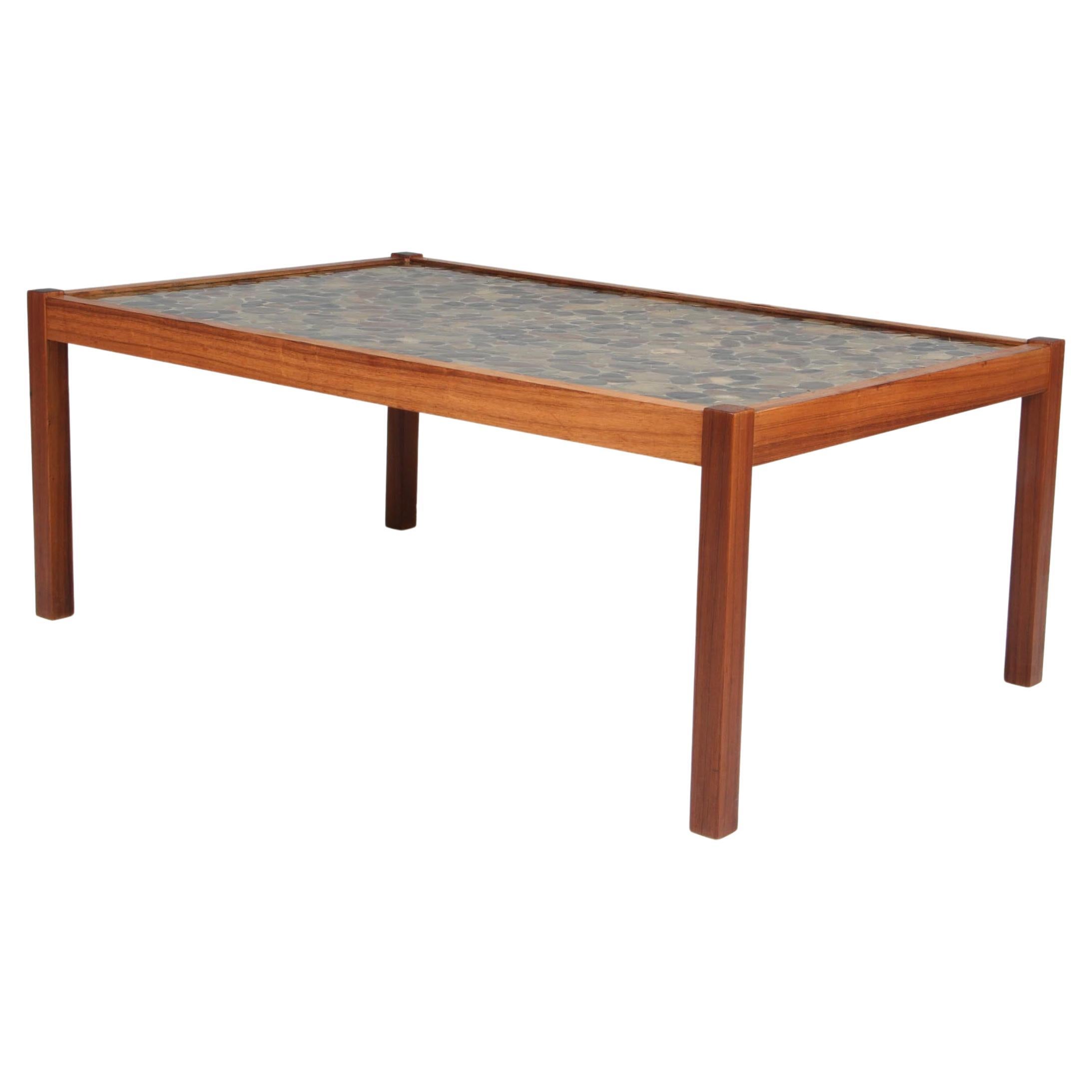 Ib Kofod-Larsen Sofa Table, Rosewood and Stones