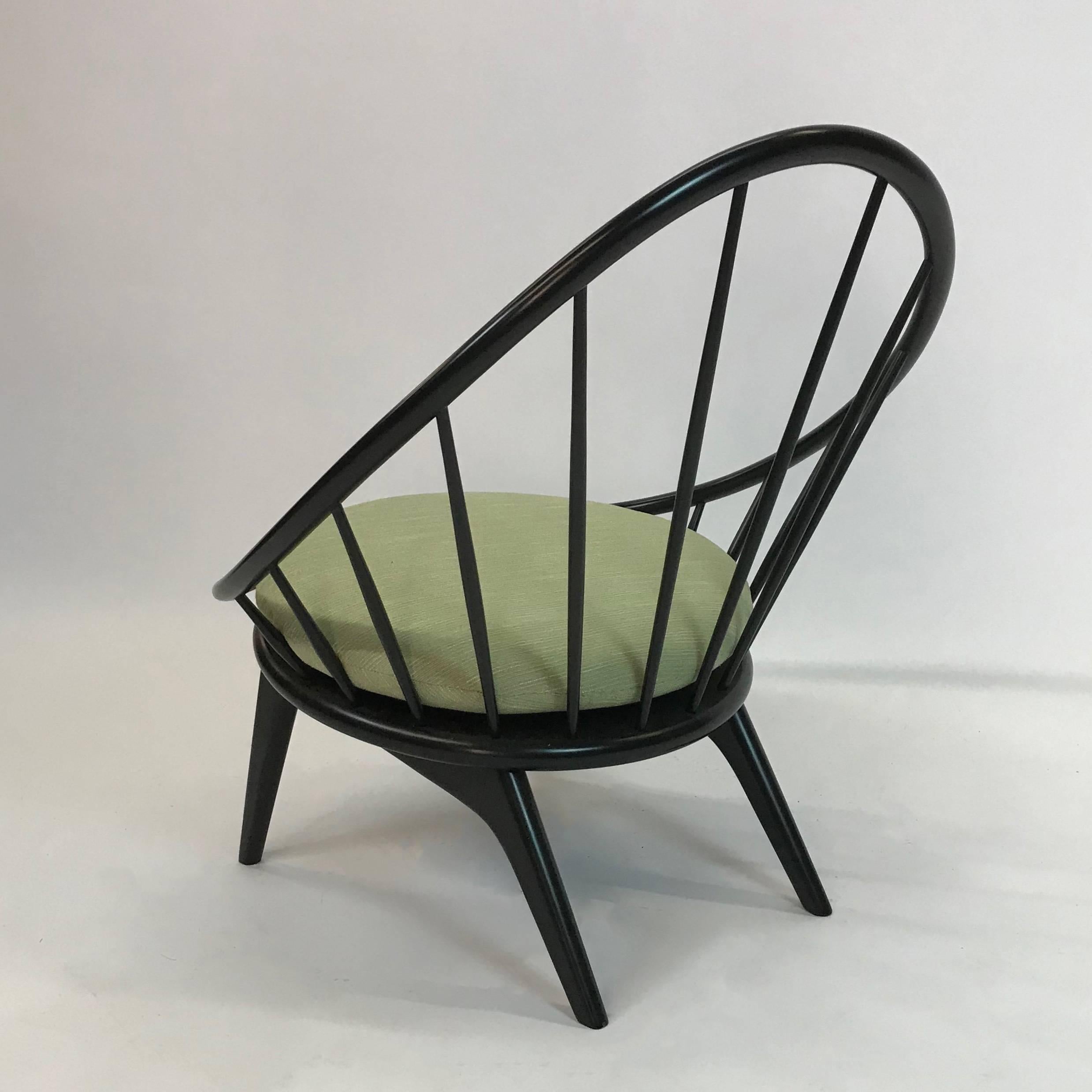 Danish Ib Kofod-Larsen Spindle Back Peacock Hoop Lounge Chair