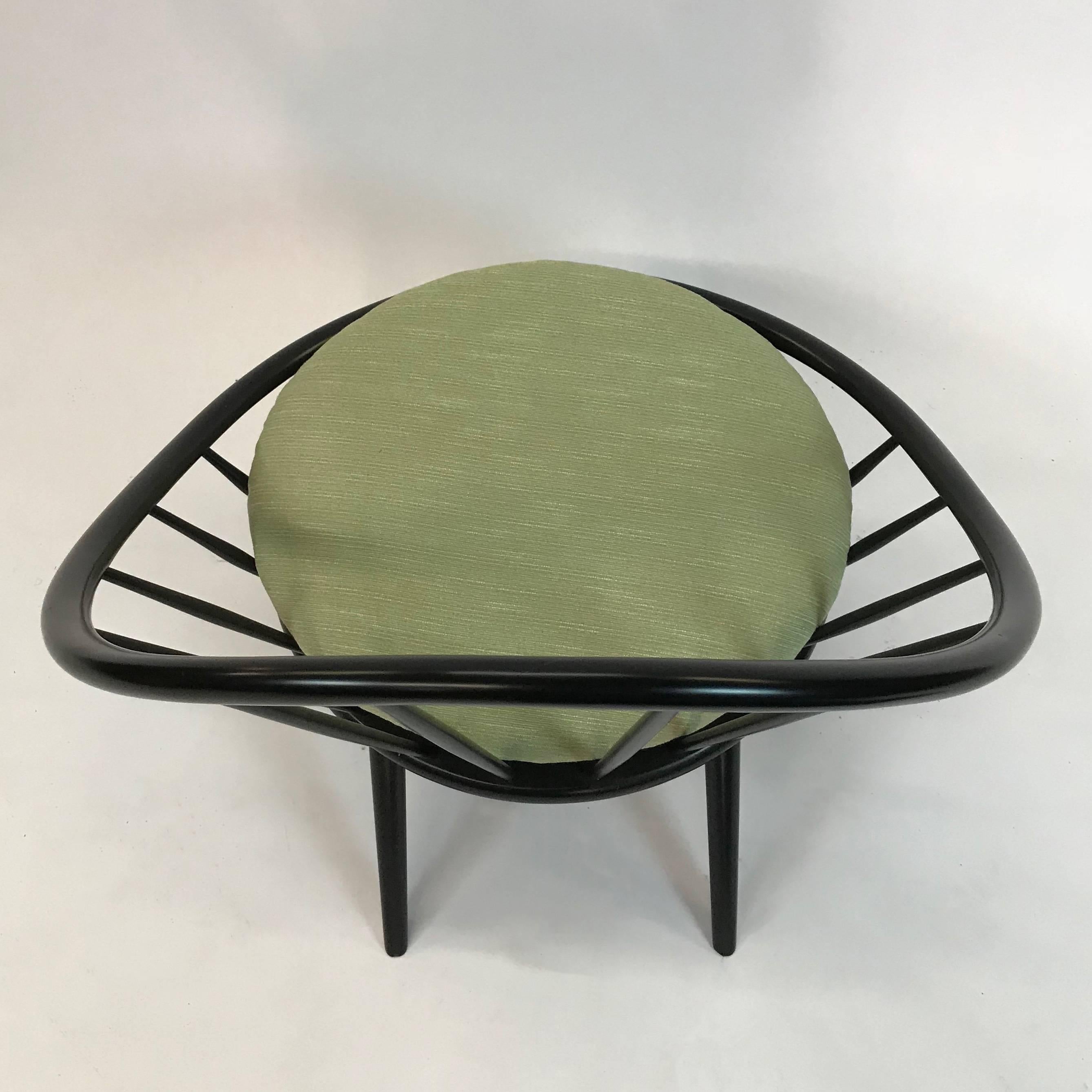 Fabric Ib Kofod-Larsen Spindle Back Peacock Hoop Lounge Chair