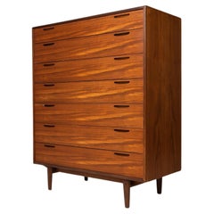 Ib Kofod Larsen Tall Boy / Seven Drawer Dresser in Teak for J. Clausen & Son