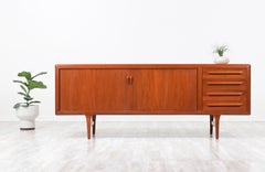 Ib Kofod-Larsen Tambour Door Teak Credenza for Faarup Møbelfabrik