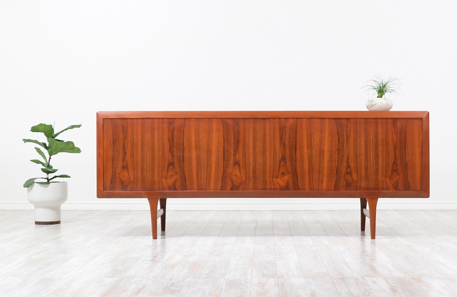 Mid-20th Century Ib Kofod-Larsen Tambour Door Teak Credenza for Faarup Møbelfabrik