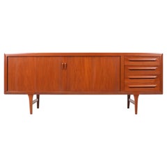 Ib Kofod-Larsen Tambour Door Teak Credenza for Faarup Møbelfabrik