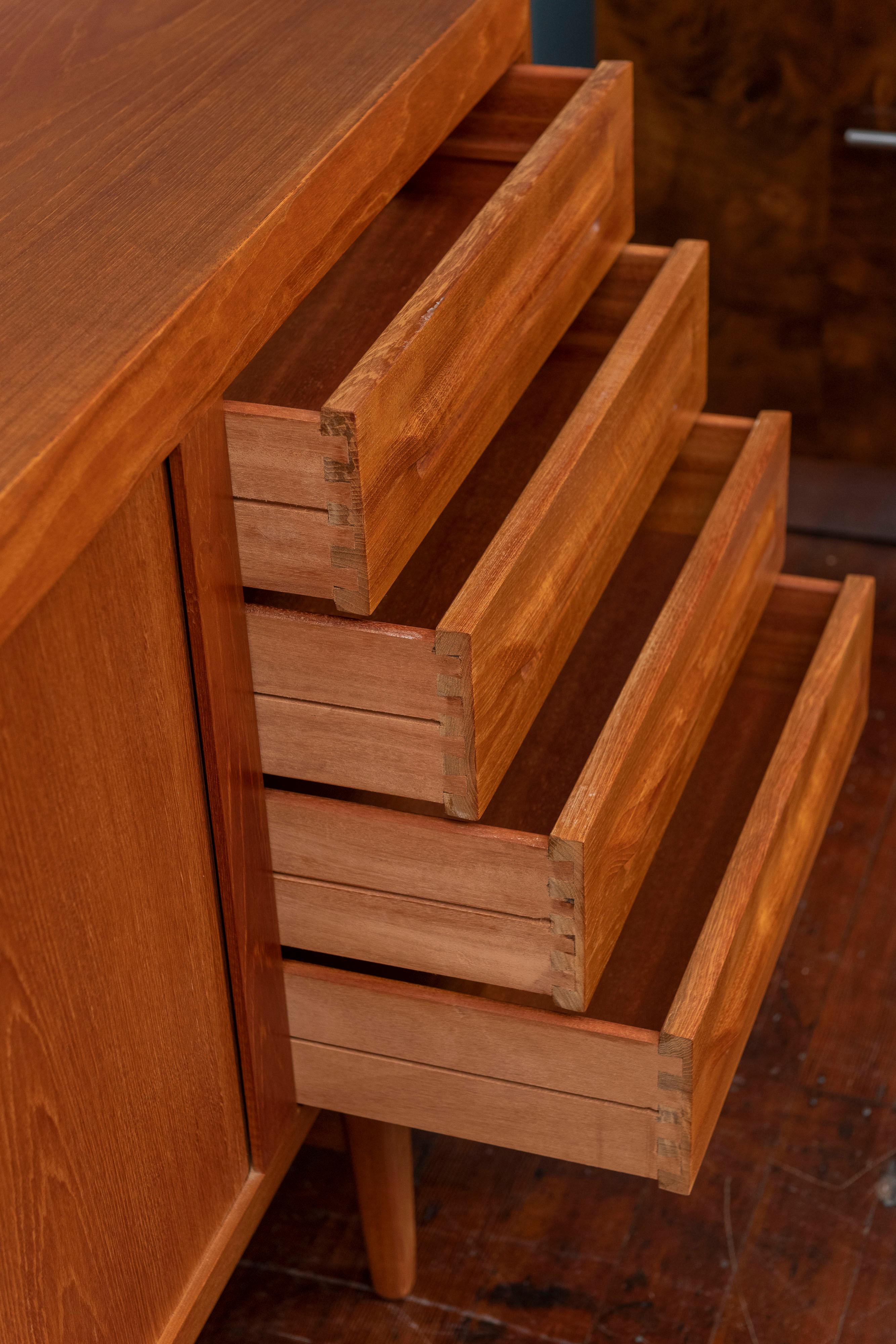 Ib Kofod-Larsen Tambour Door Teak Credenza In Good Condition In San Francisco, CA