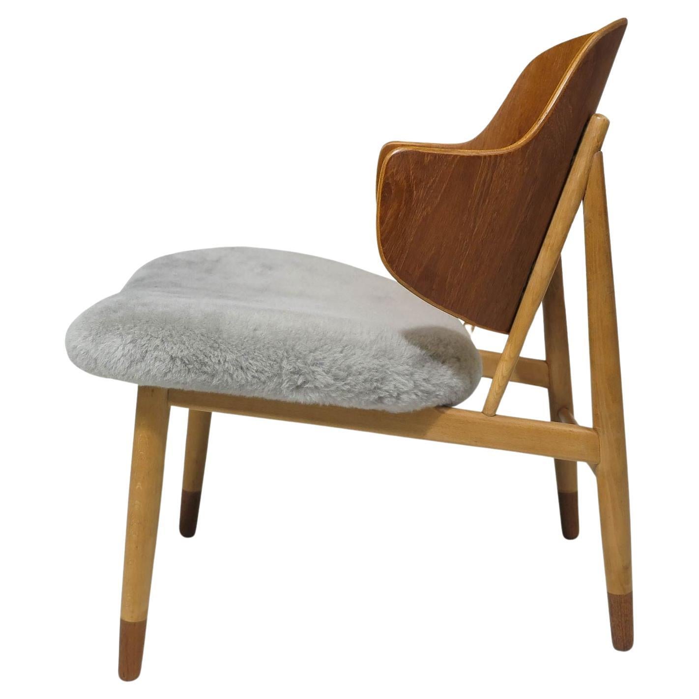 Ib Kofod Larsen Teak and Beech Lounge Chair For Sale