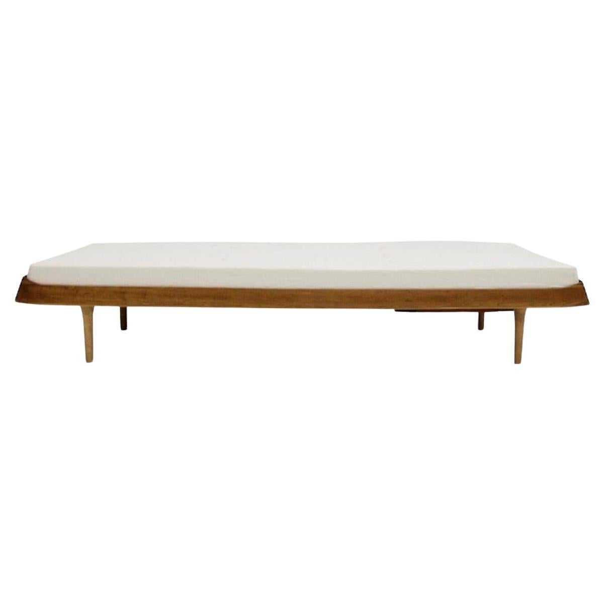 Ib Kofod-Larsen Teak and White Fabric Upholstered Daybed