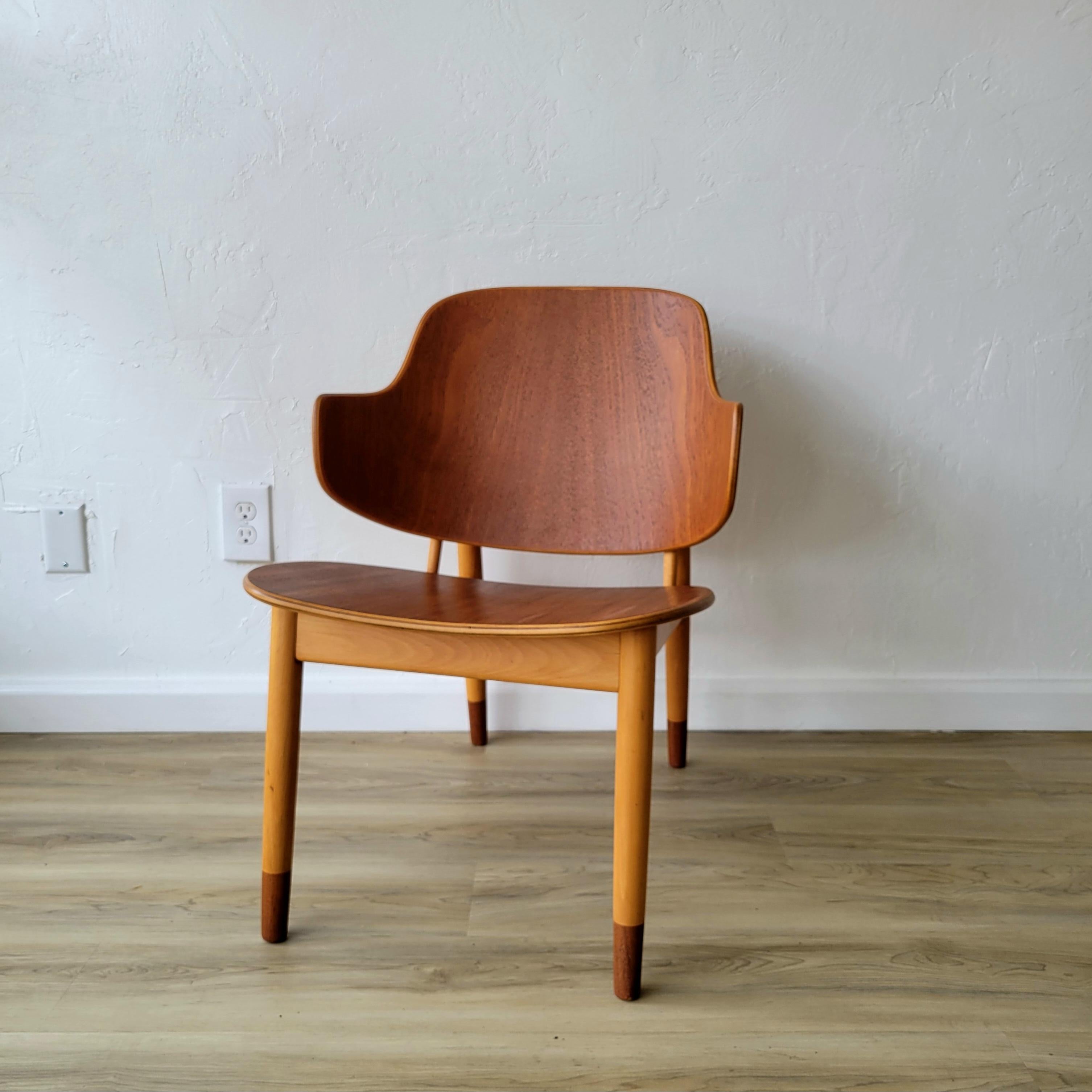 Scandinavian Modern Ib Kofod Larsen Teak/Beech Penguin Lounge Chair