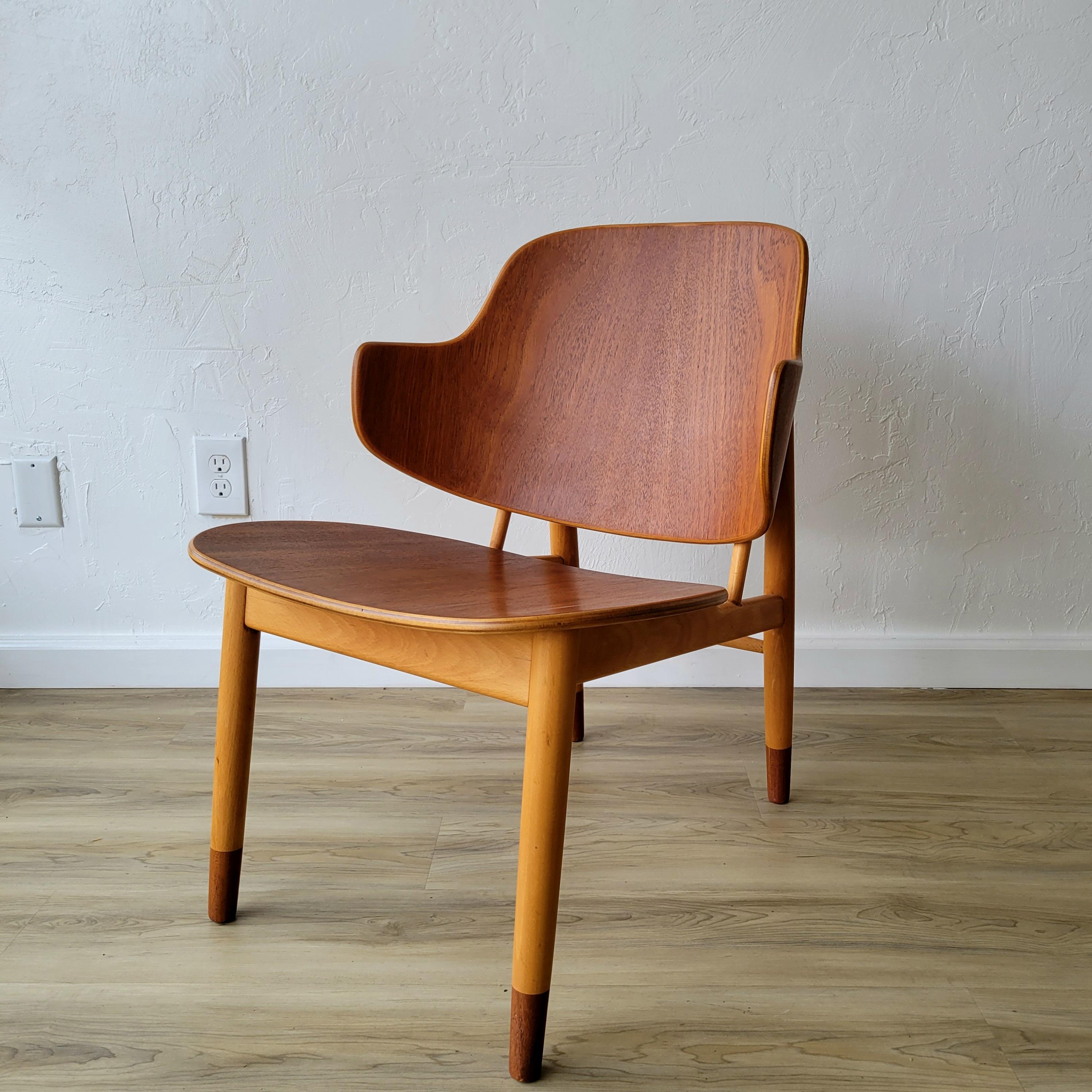 Wood Ib Kofod Larsen Teak/Beech Penguin Lounge Chair