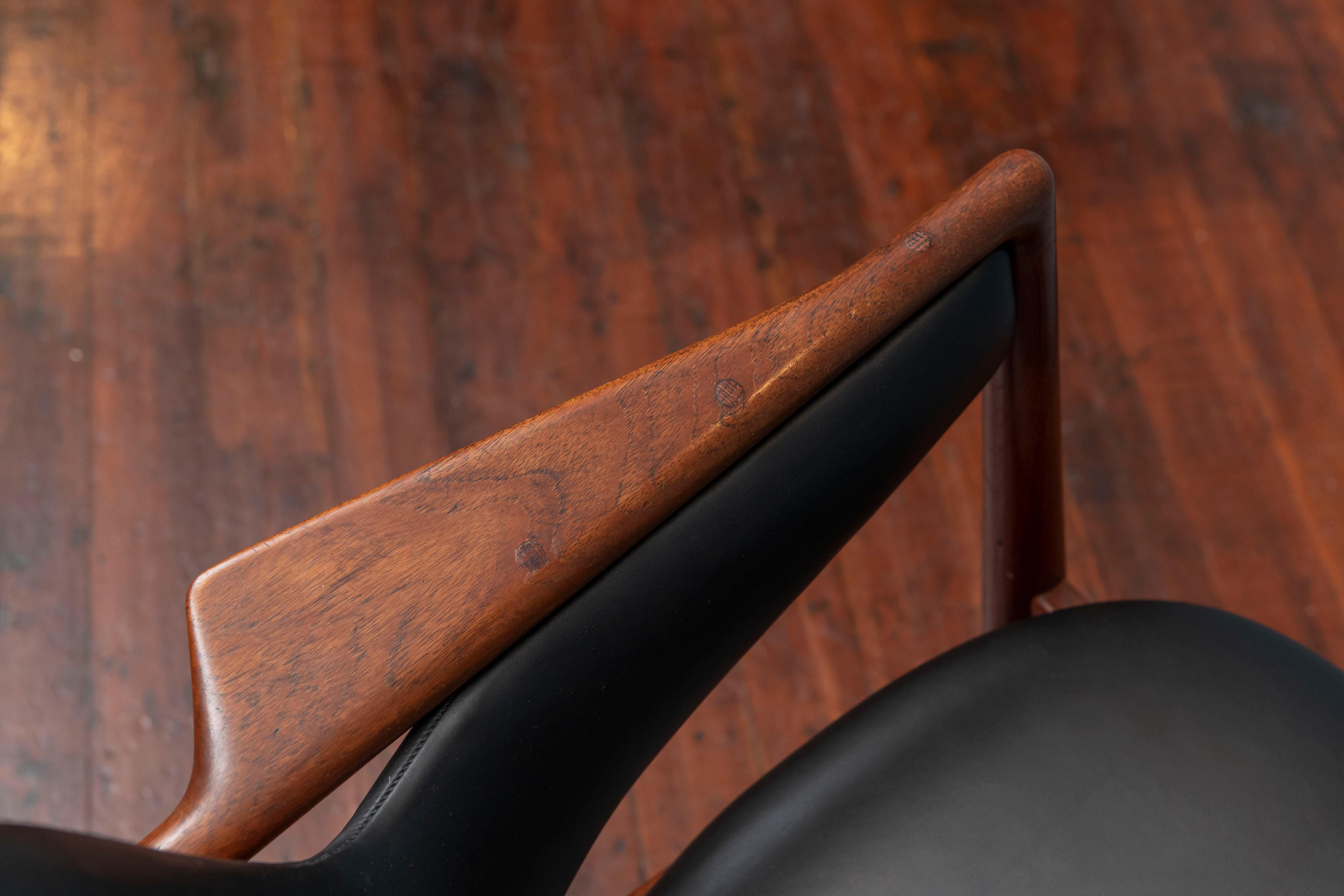 Leather Ib Kofod-Larsen Teak Lounge Chair for Christensen & Larsen