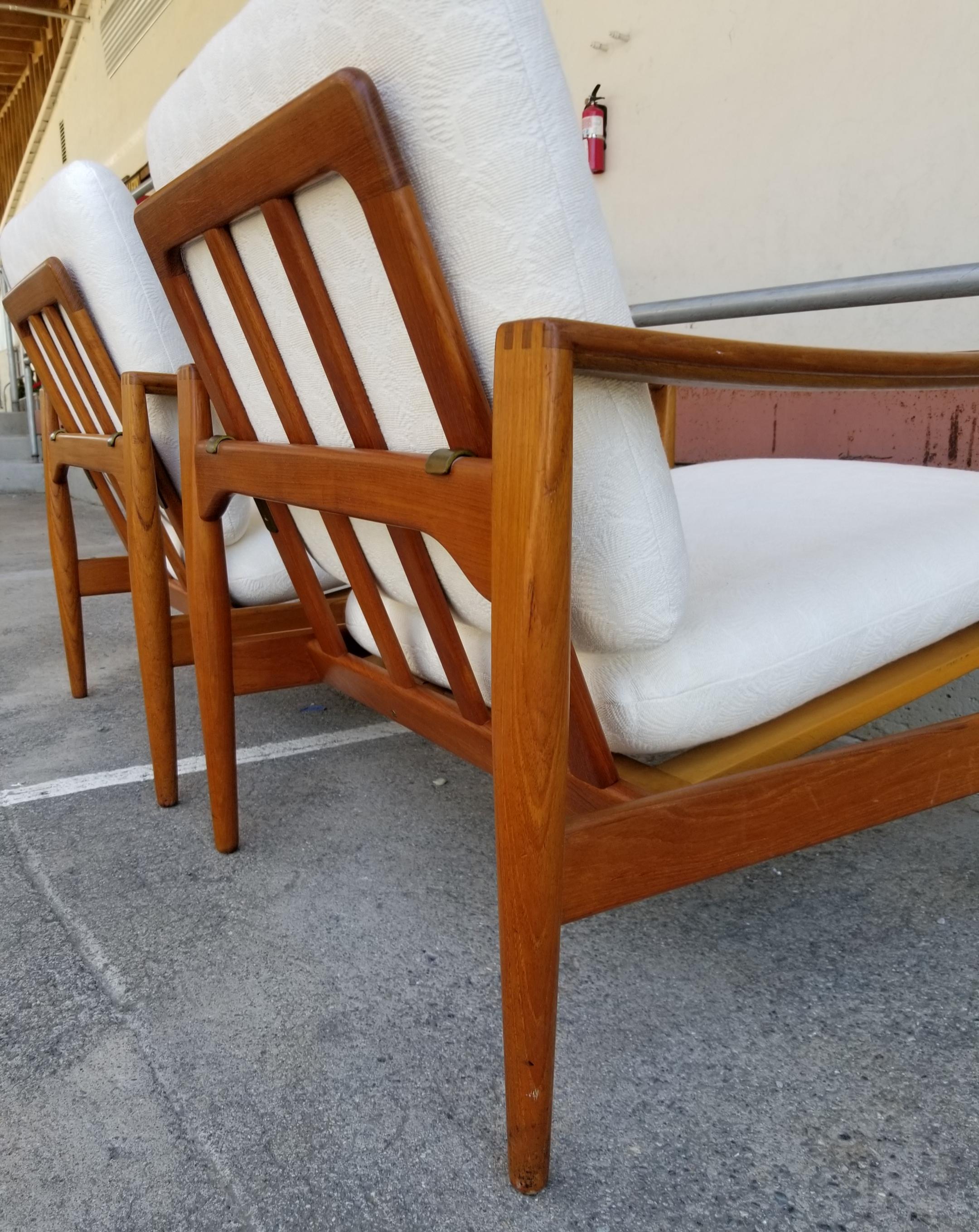 Ib Kofod Larsen Teak Lounge Chairs Pair 2