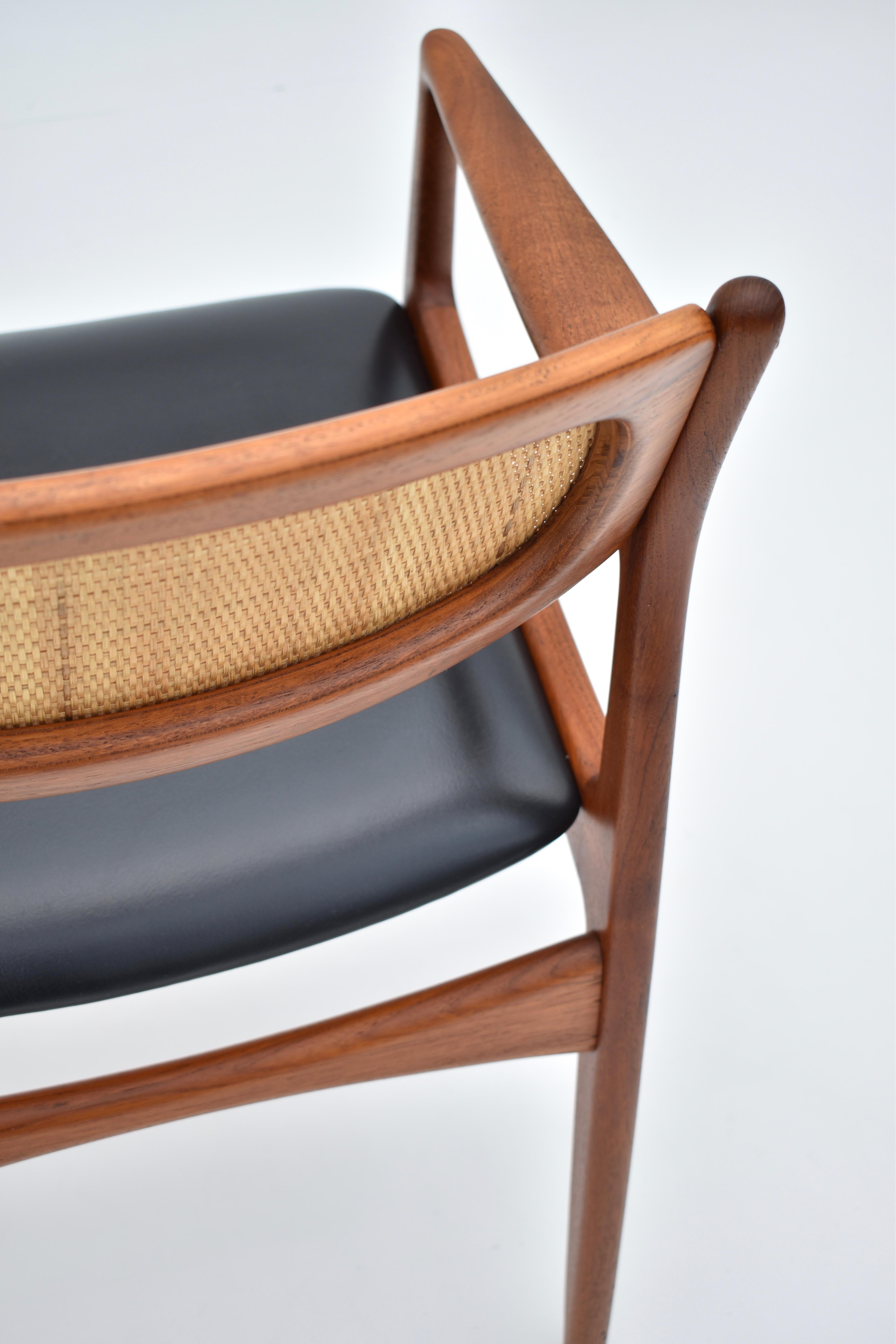 Ib Kofod Larsen Teak & Rattan Armchair for Christian Linneberg, Denmark 8