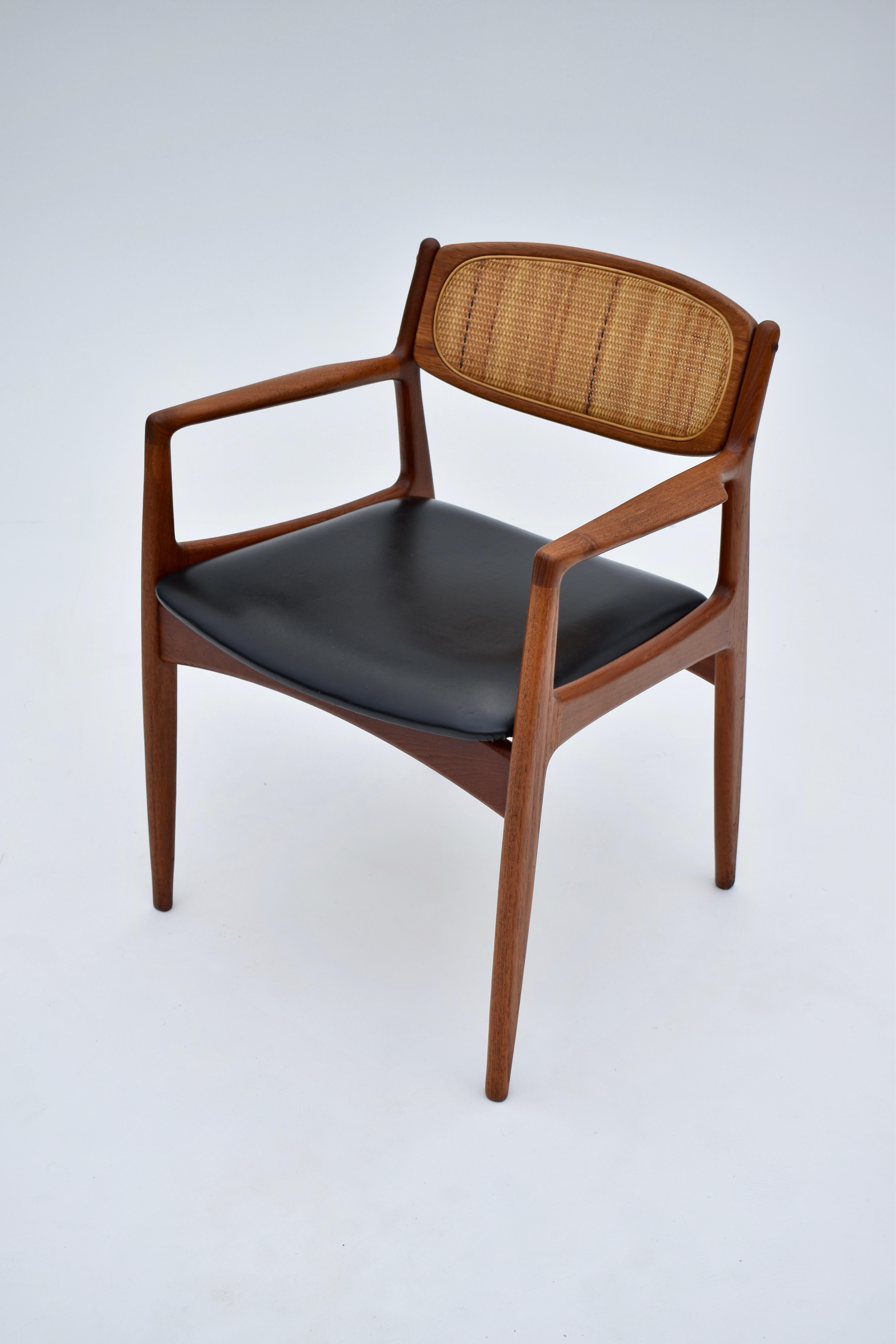 Ib Kofod Larsen Teak & Rattan Armchair for Christian Linneberg, Denmark 13