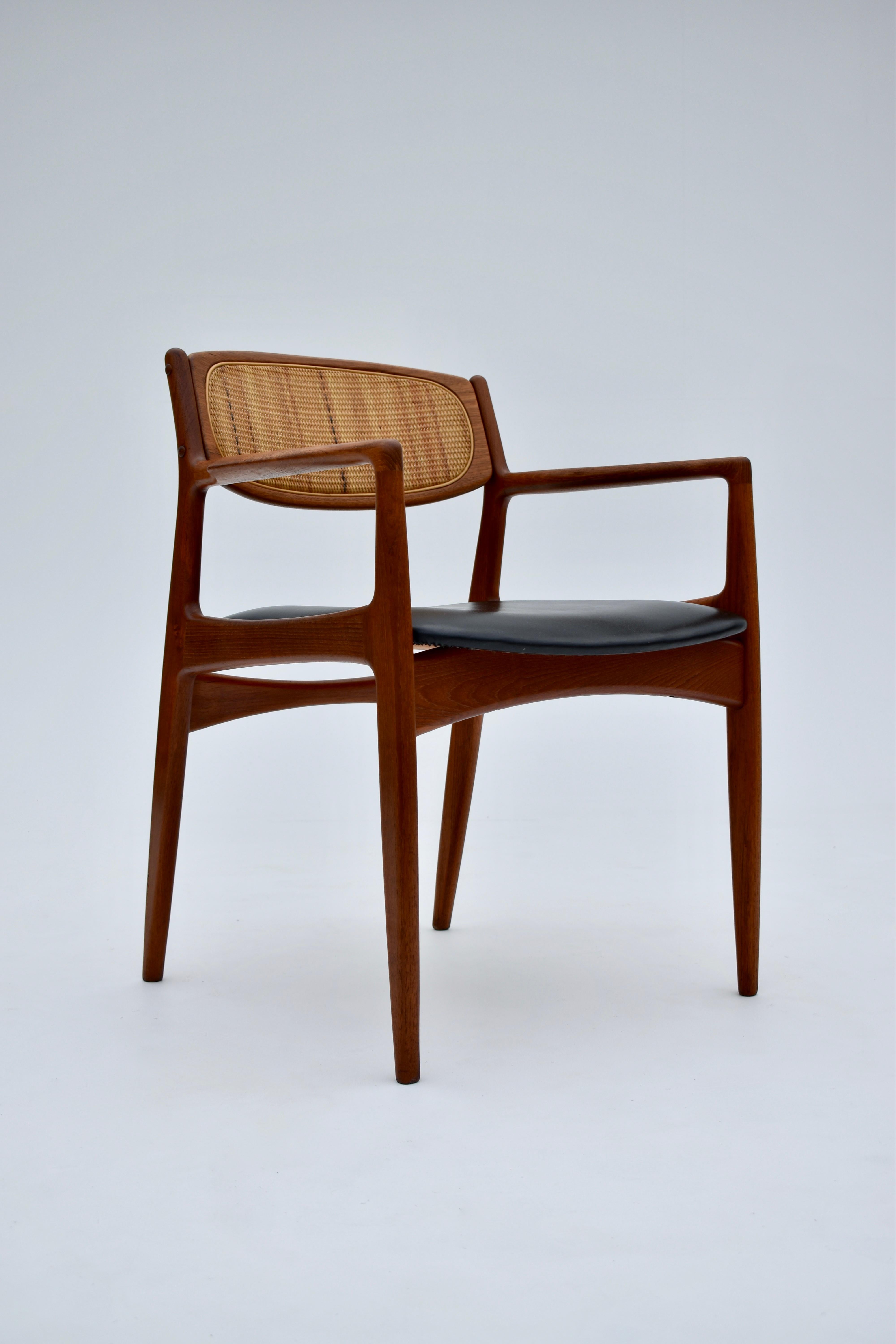 Ib Kofod Larsen Teak & Rattan Armchair for Christian Linneberg, Denmark 1