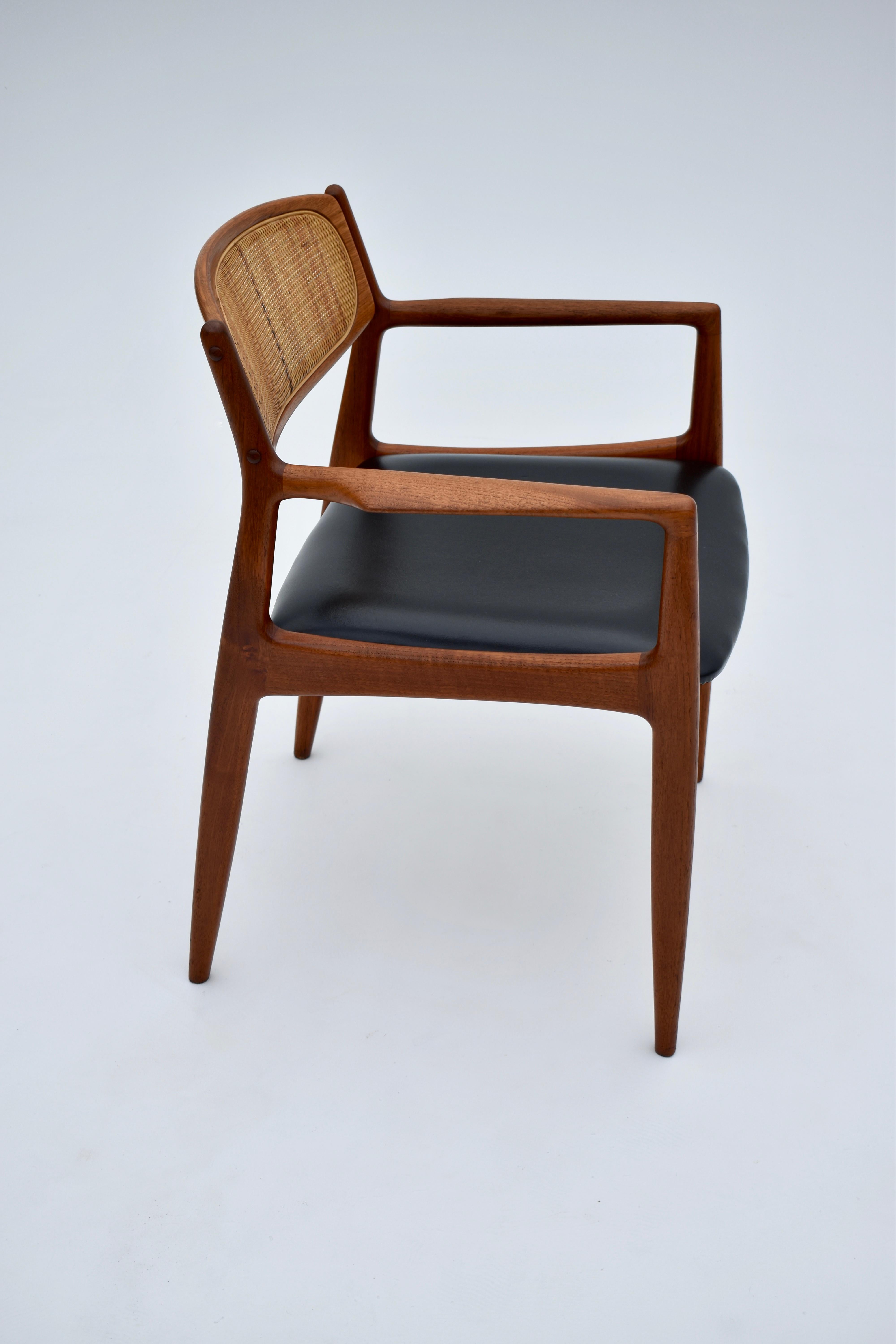 Ib Kofod Larsen Teak & Rattan Armchair for Christian Linneberg, Denmark 2