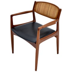 Ib Kofod Larsen Teak & Rattan Armchair for Christian Linneberg, Denmark