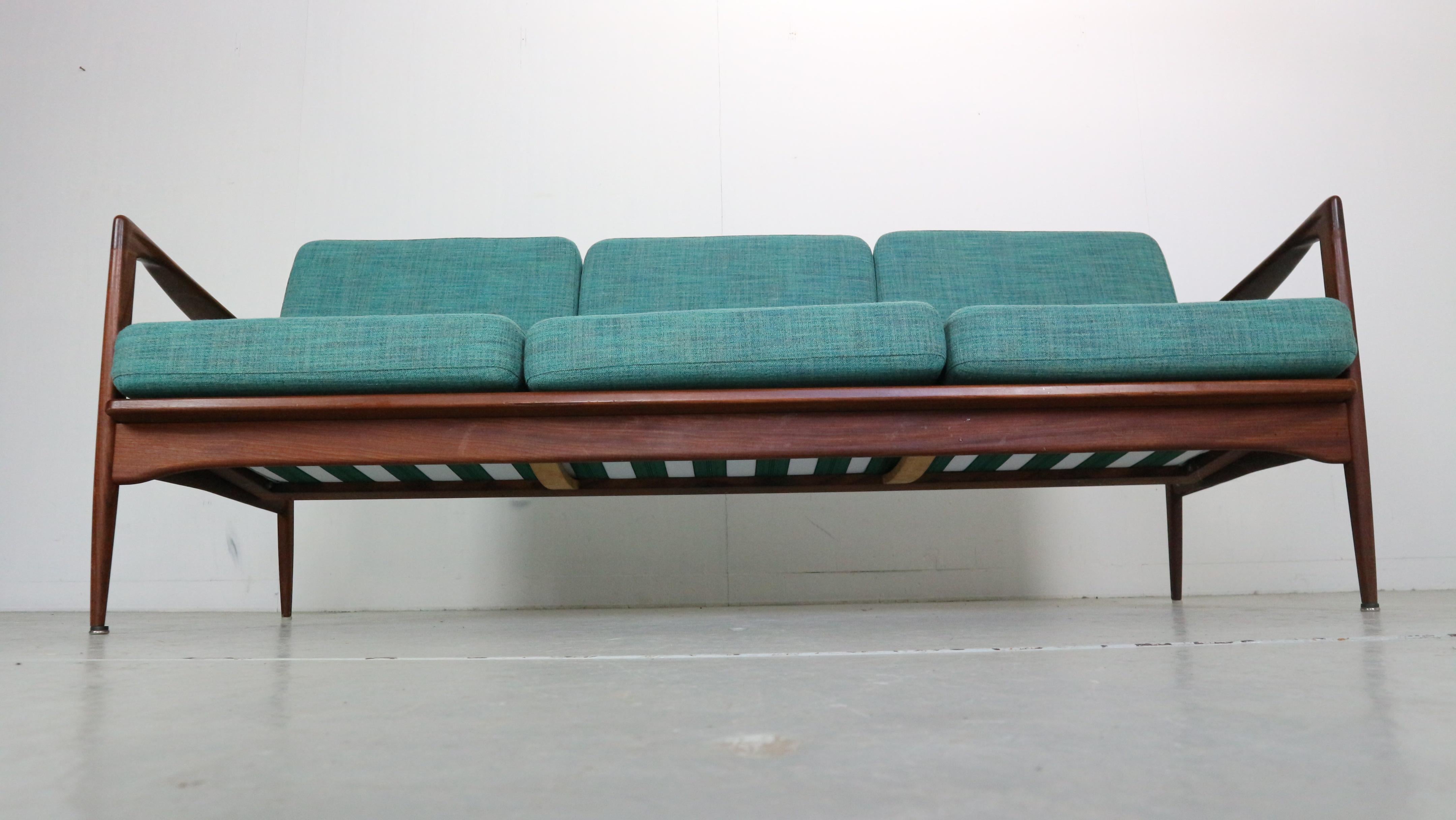 Swedish Ib Kofod-Larsen Three Seater Teak Sofa For Ope,  1950's Sweden For Sale