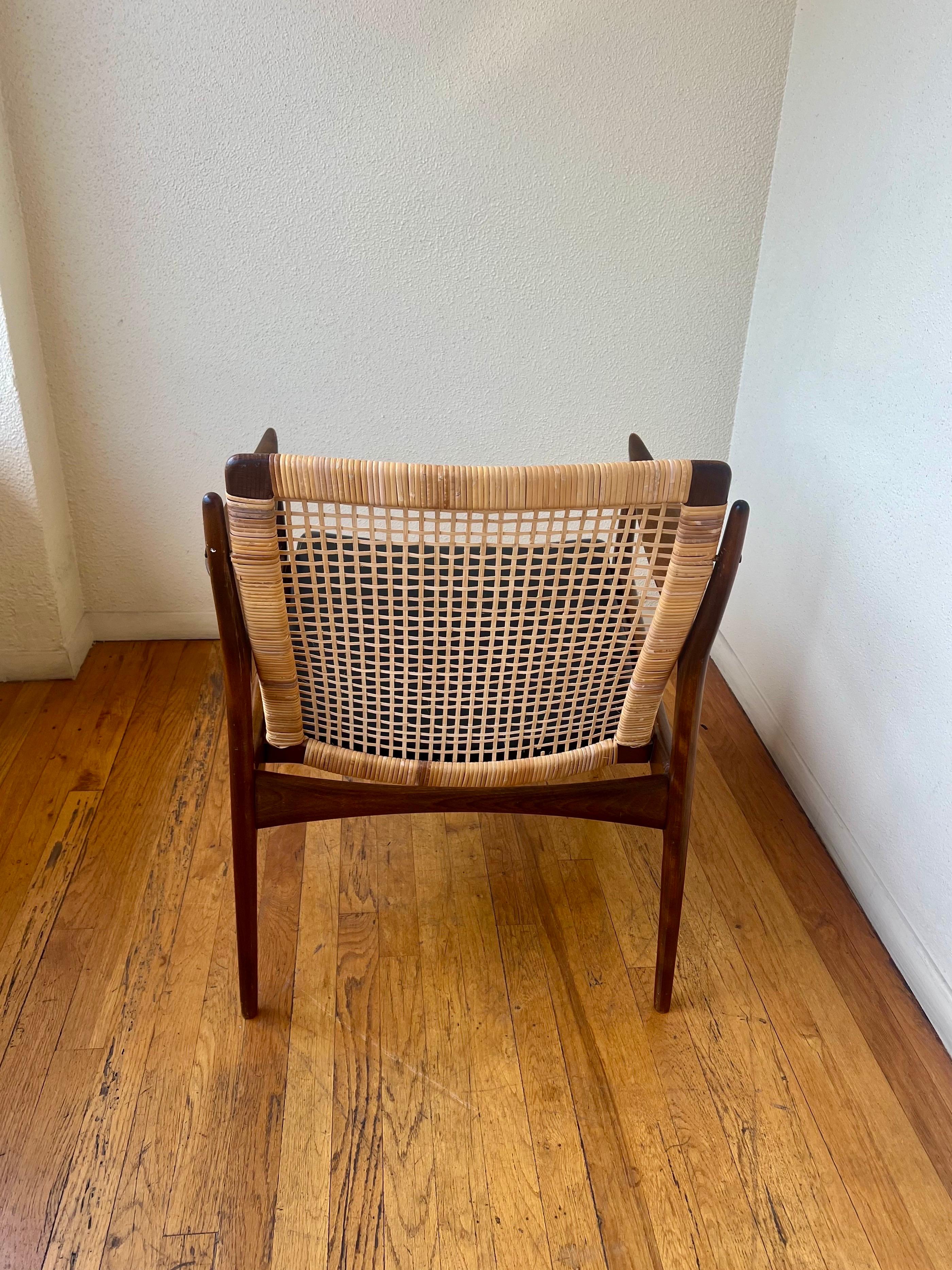 Ib Kofod Larsen Walnut Cane Back Midcentury Danish Lounge Armchair 3