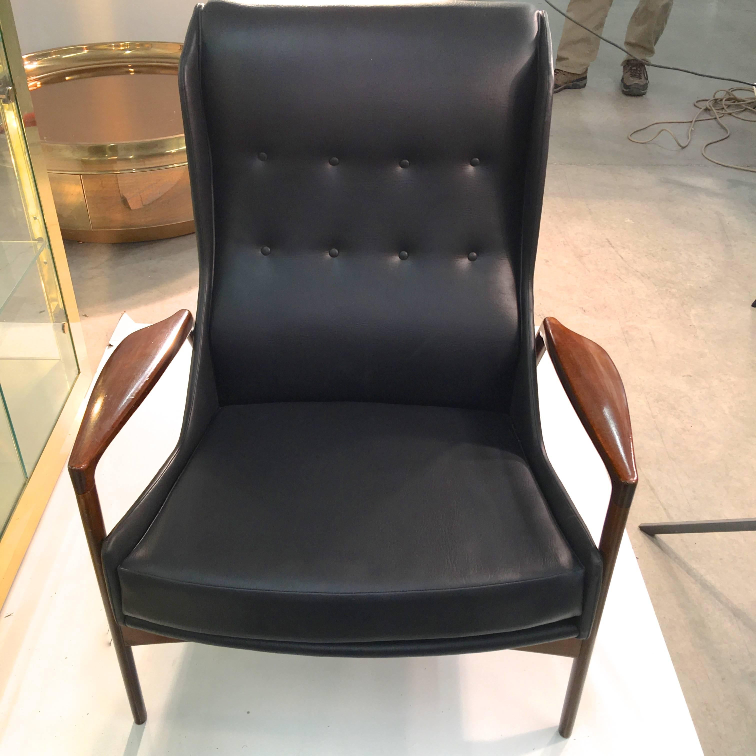 Danish Ib Kofod Larsen Wingback Chair and Ottoman