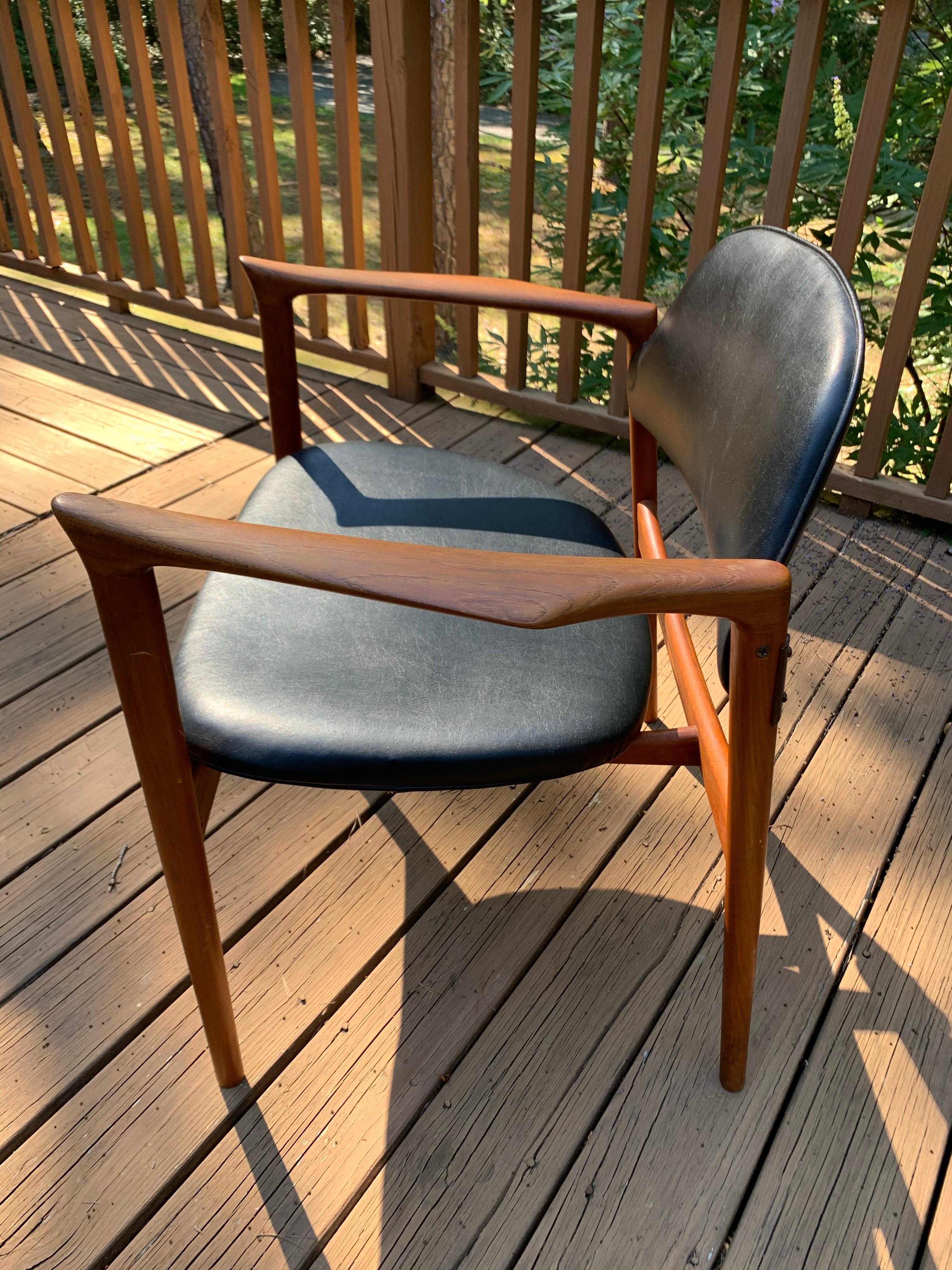 Scandinavian Modern IB Kofod-Larsen Writing Chair in Teak with Leather Upholstery