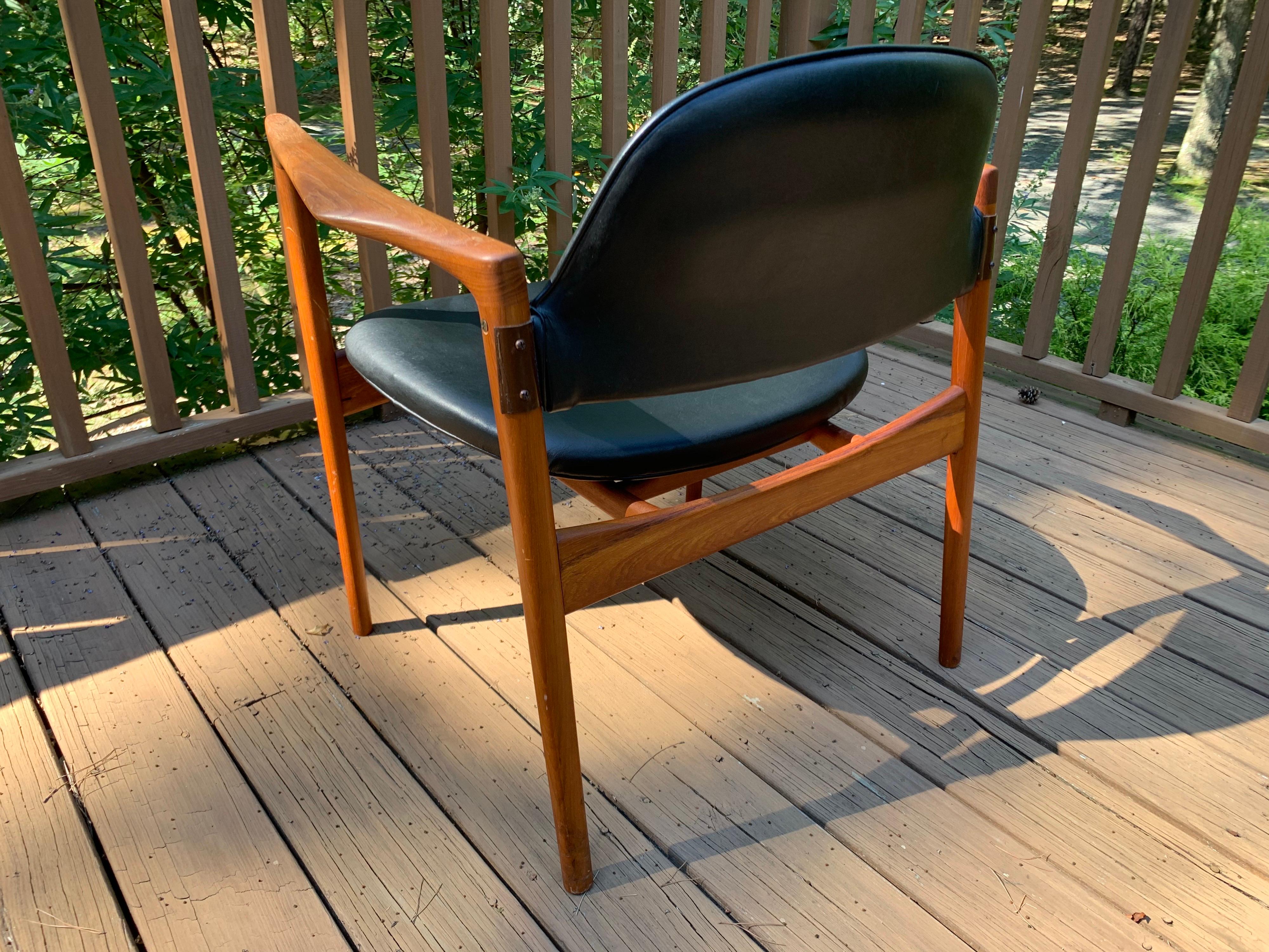 IB Kofod-Larsen Writing Chair in Teak with Leather Upholstery 2