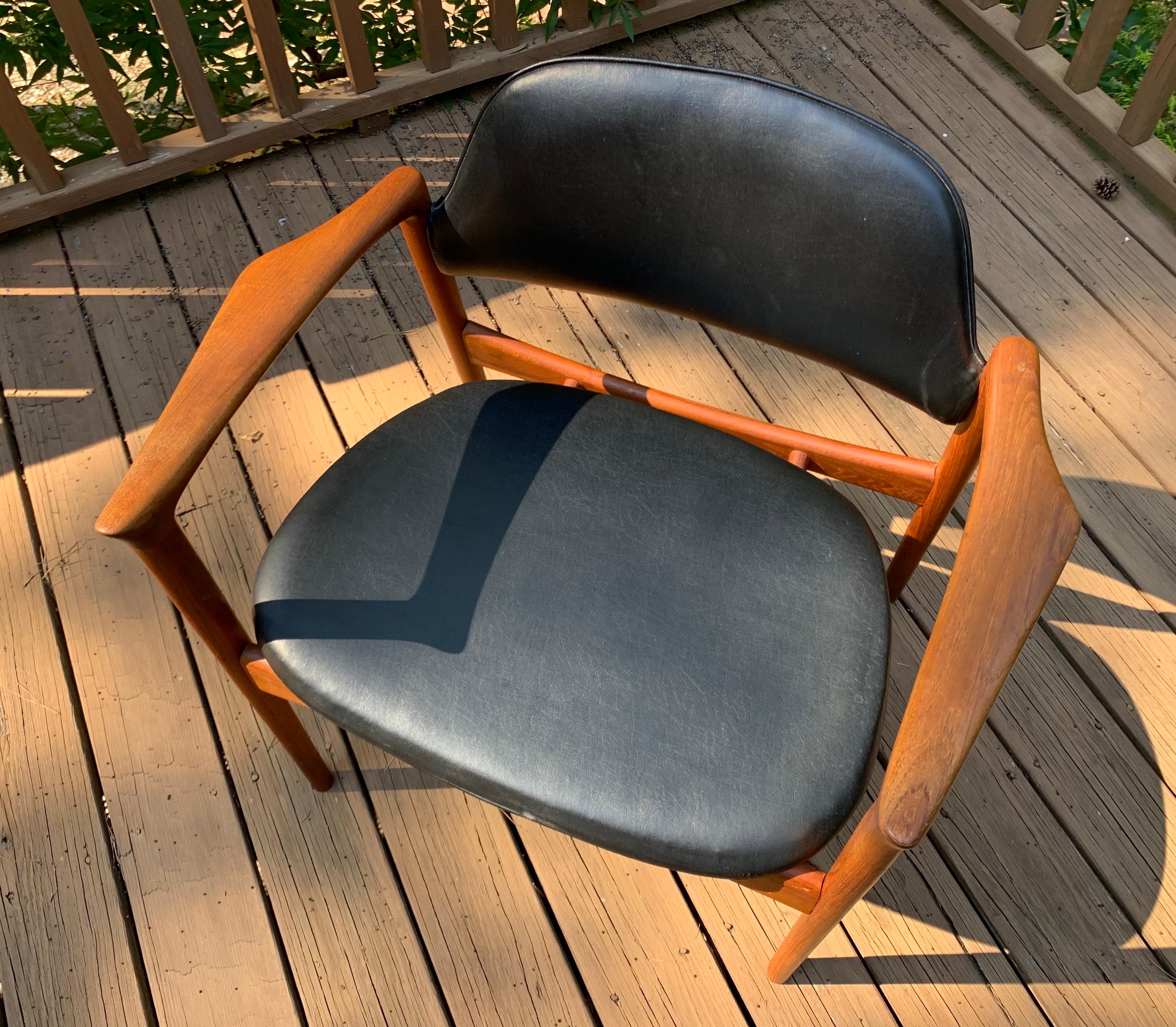 IB Kofod-Larsen Writing Chair in Teak with Leather Upholstery 3