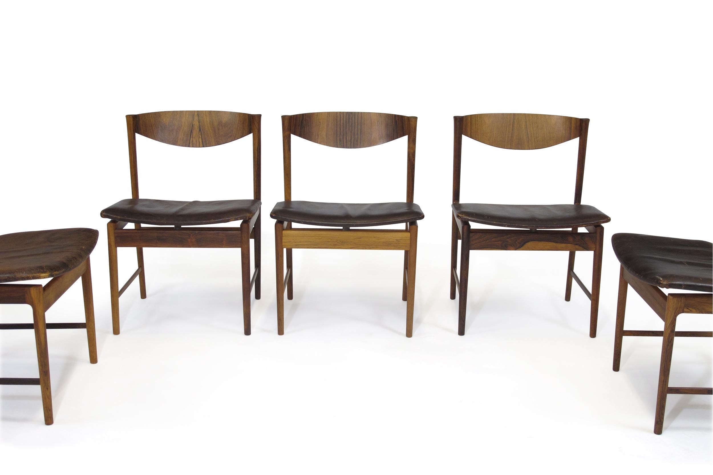 Mid-20th Century I.B Kofoed Larsen for Saffle Rosewood Dining Chairs, Set of 8