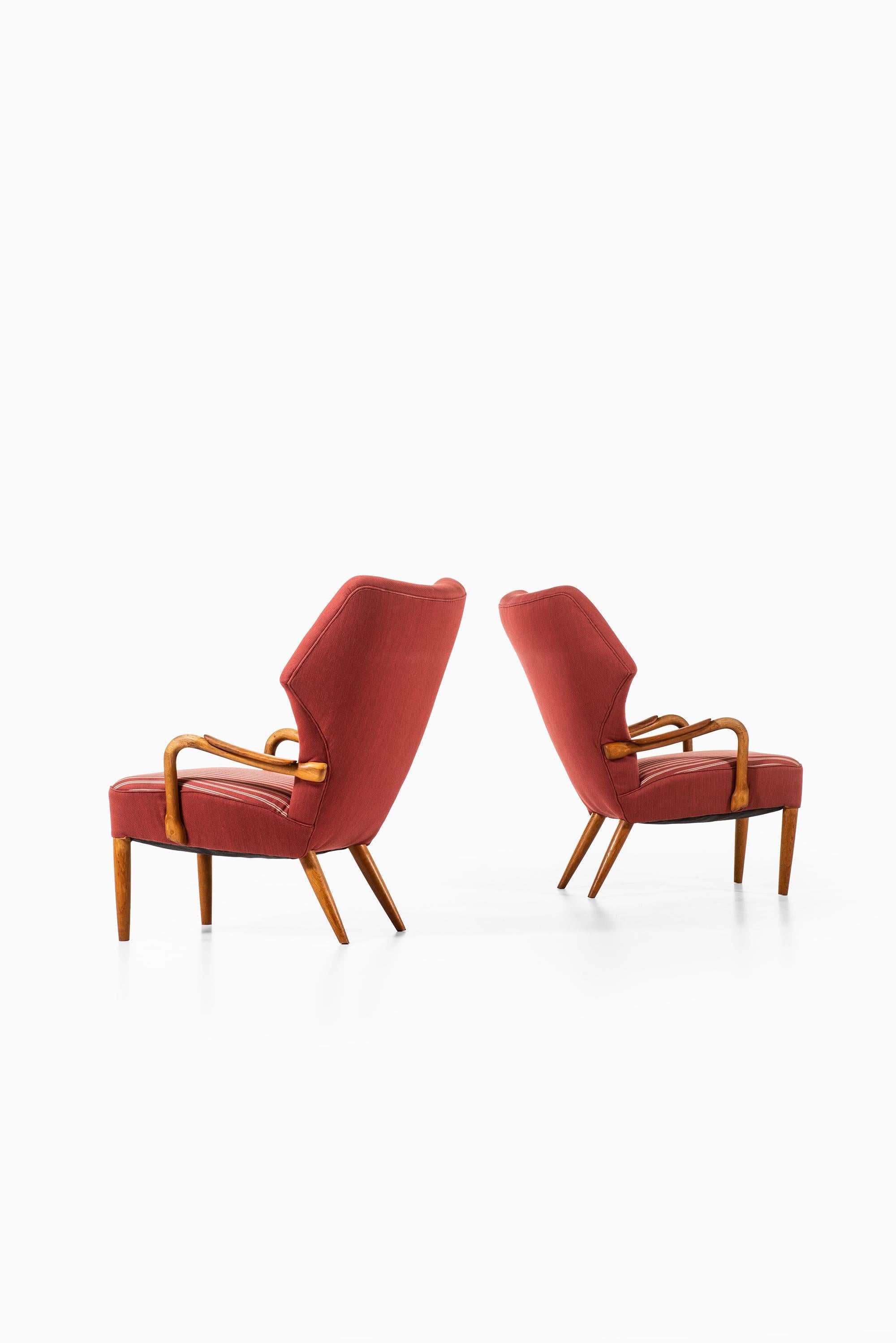 Fabric Ib Madsen & Acton Schubell Attributed Pair of Easy Chairs Produced in Denmark