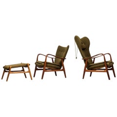 Ib Madsen & Acton Schubell Easy Chair with Stool by Madsen & Schubell in Denmark