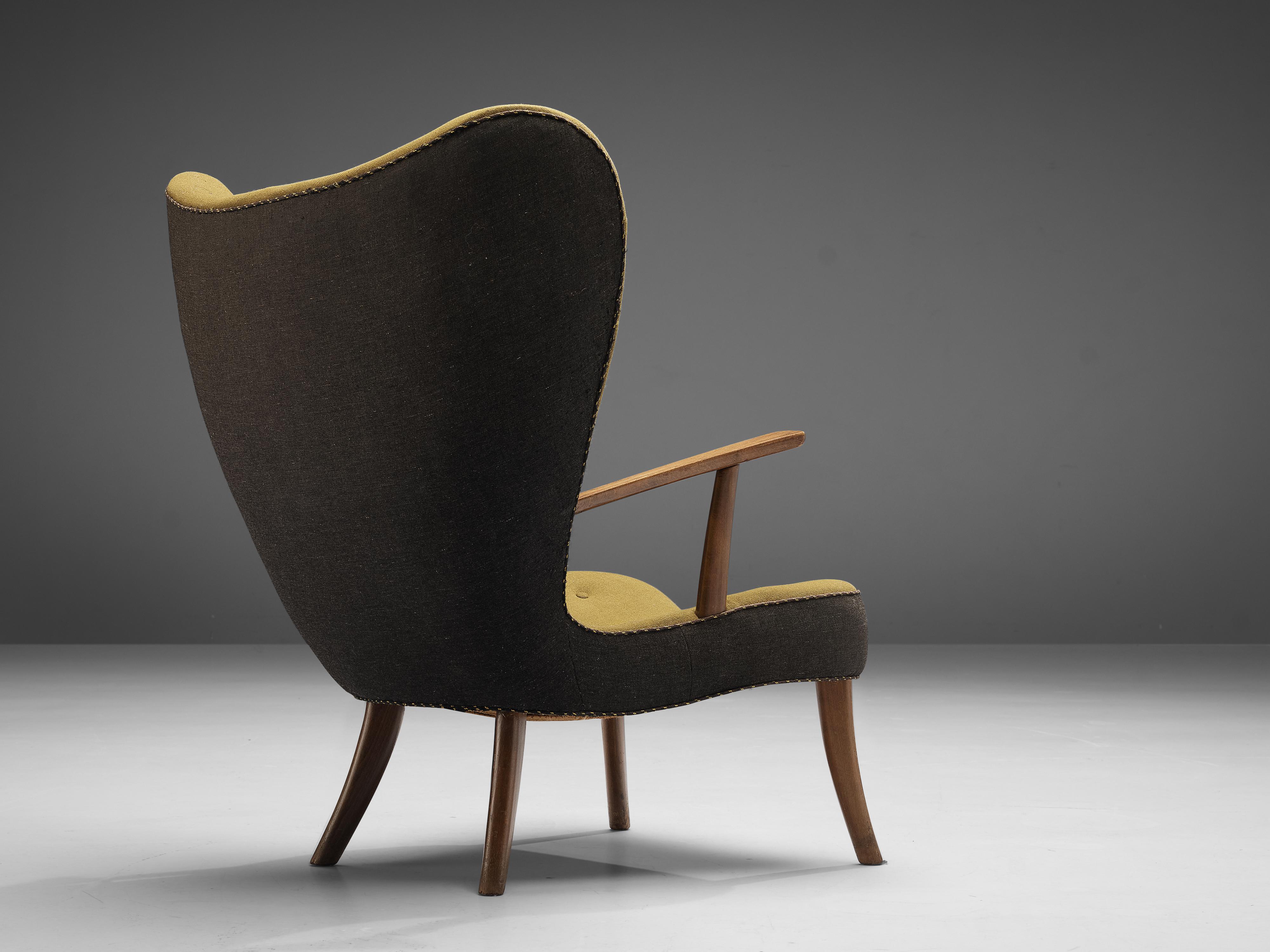 Danish Ib Madsen & Acton Schubell ‘The Pragh Chair’ Lounge Chair in Green Fabric