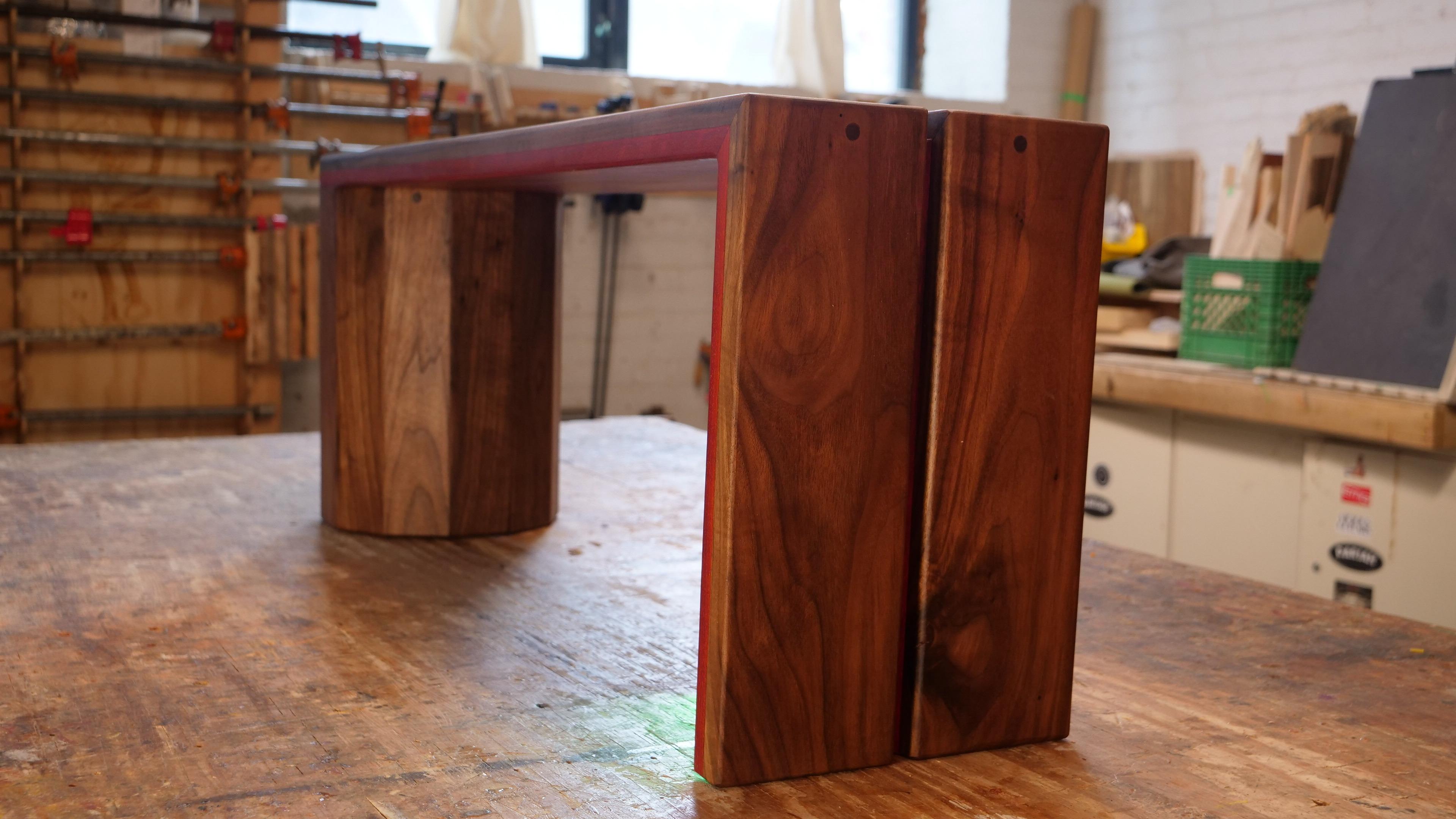 Solid Walnut Bench with Full Padauk Wood Bottom In New Condition For Sale In Toronto, CA