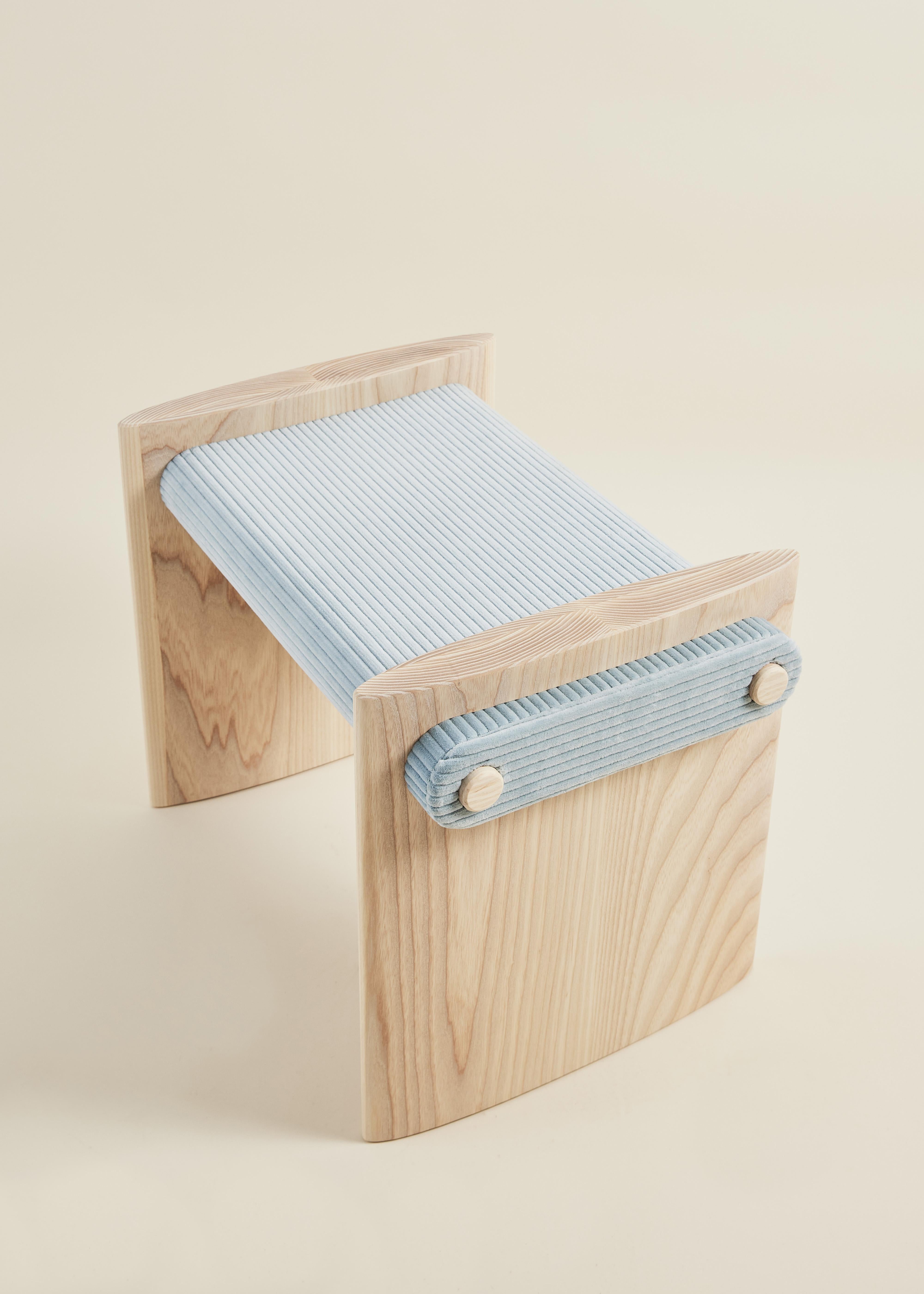Contemporary Ibbit Stool – Modern Handcrafted Upholstered Stool For Sale