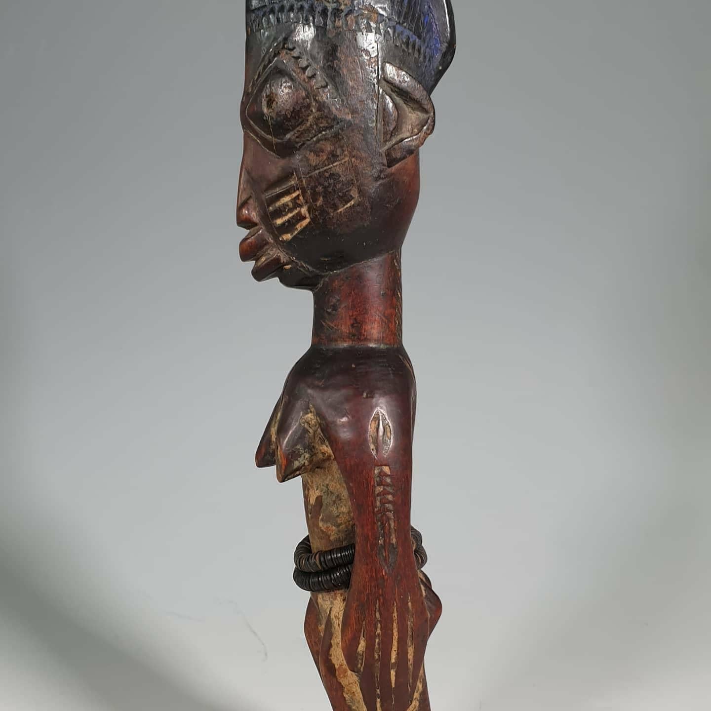 A fine example of a very early 20th century Yoruba Ibeji figure from the South West region of Nigeria. The cult of Ibeji (Twin) goes back hundreds of years with the birth of twins bringing great good fortune to the parents and family. The Ibeji