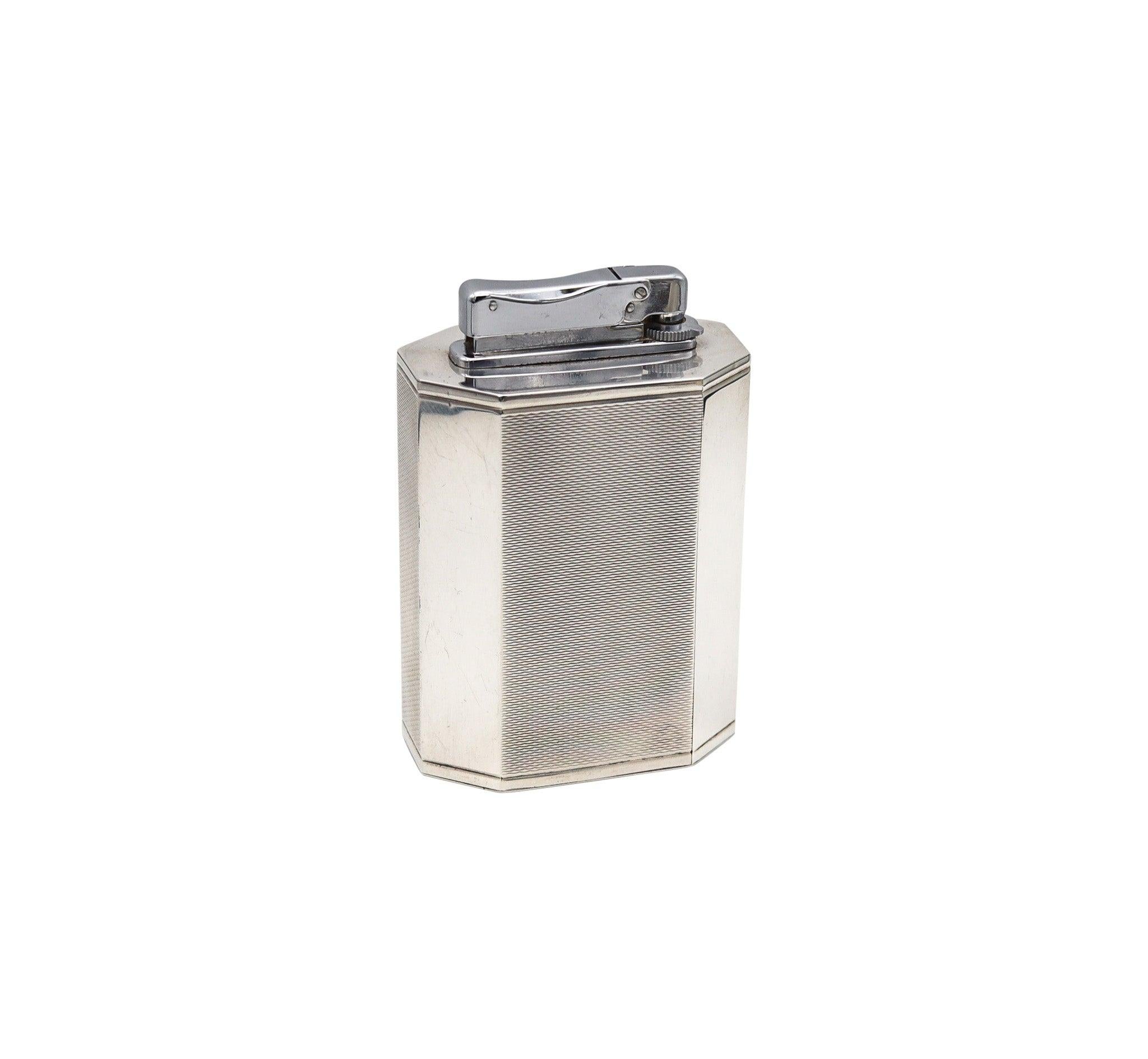 Hand-Crafted IBELO MONOPOL Germany 1960 Modernist Table Lighter In .925 Sterling Silver For Sale