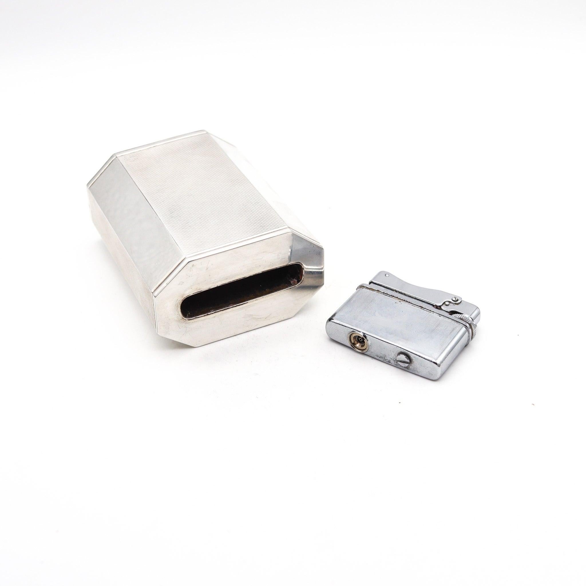 IBELO MONOPOL Germany 1960 Modernist Table Lighter In .925 Sterling Silver In Excellent Condition For Sale In Miami, FL