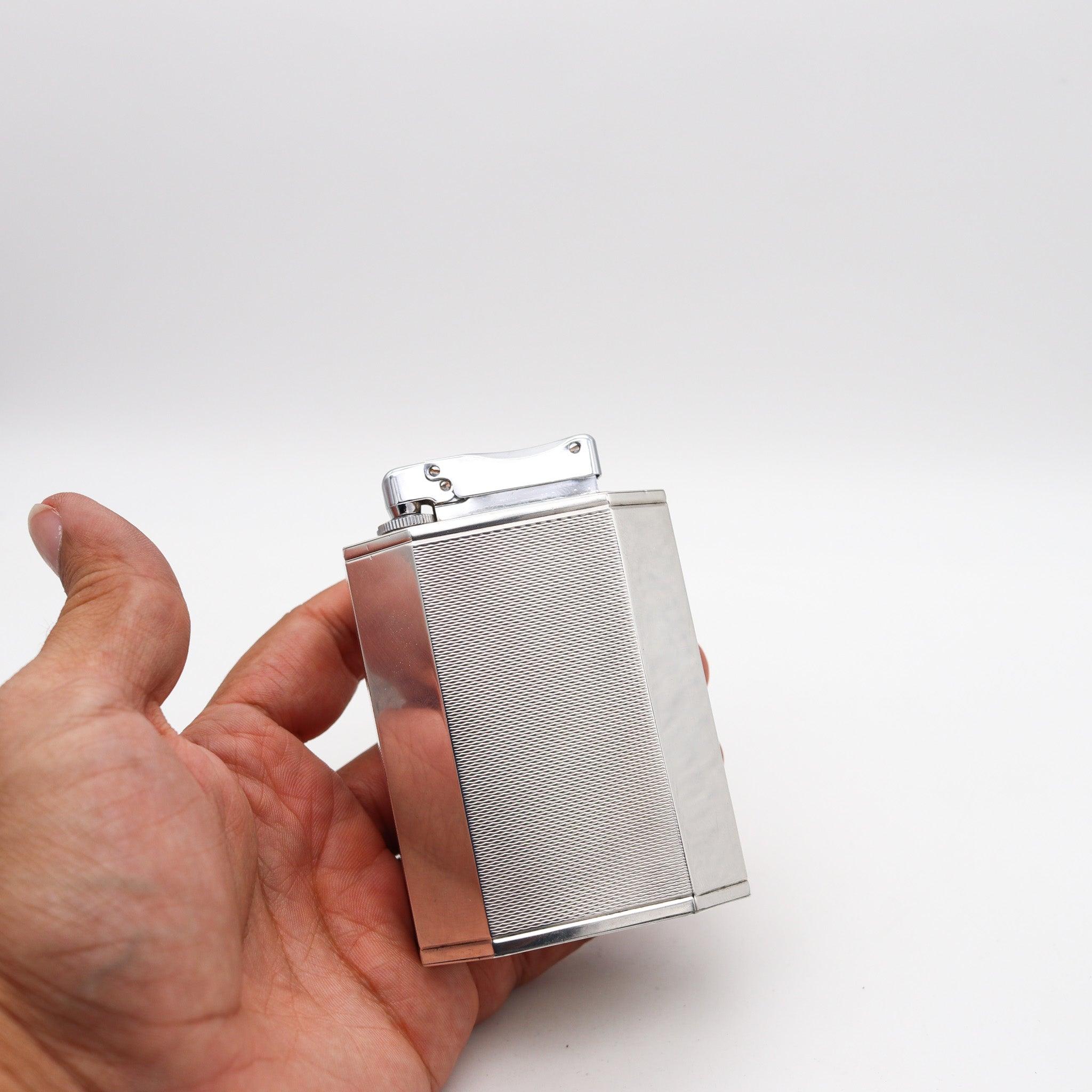 Mid-20th Century IBELO MONOPOL Germany 1960 Modernist Table Lighter In .925 Sterling Silver For Sale
