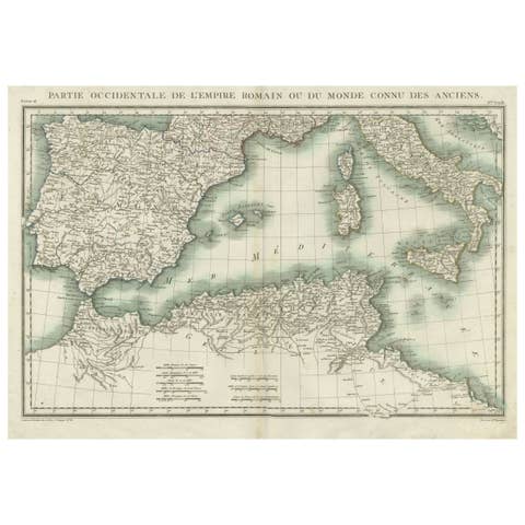 Iberian Peninsula & Mediterranean Map: Western Roman Empire, by Tardieu, 1802