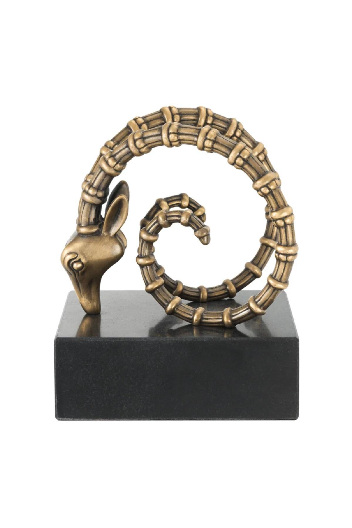 Ibex Bookends Polished Brass and Granite after Alain Chervet In Excellent Condition For Sale In Dublin, Ireland