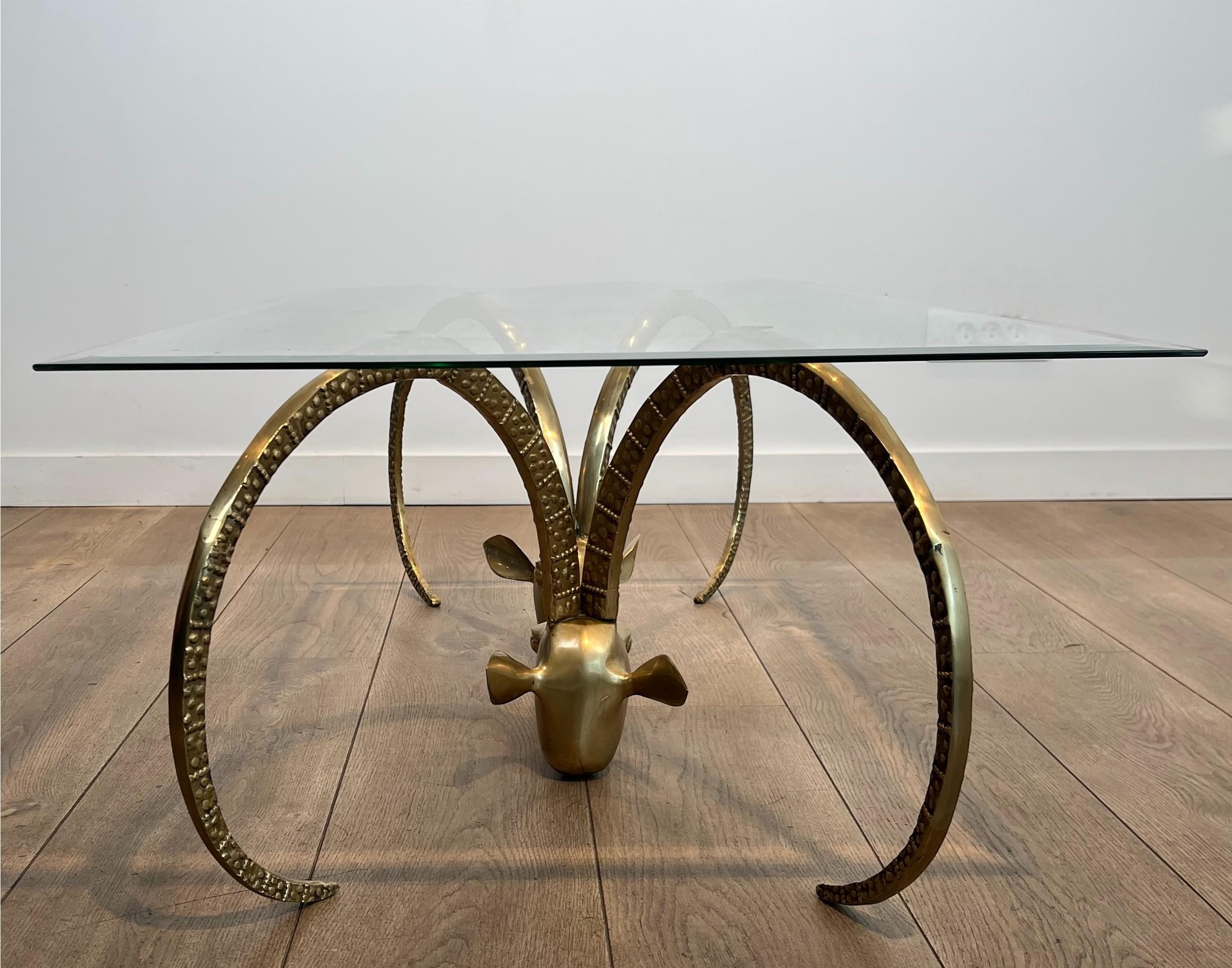 Mid-Century Modern Table basse en laiton Ibex par Alain Chervet en vente